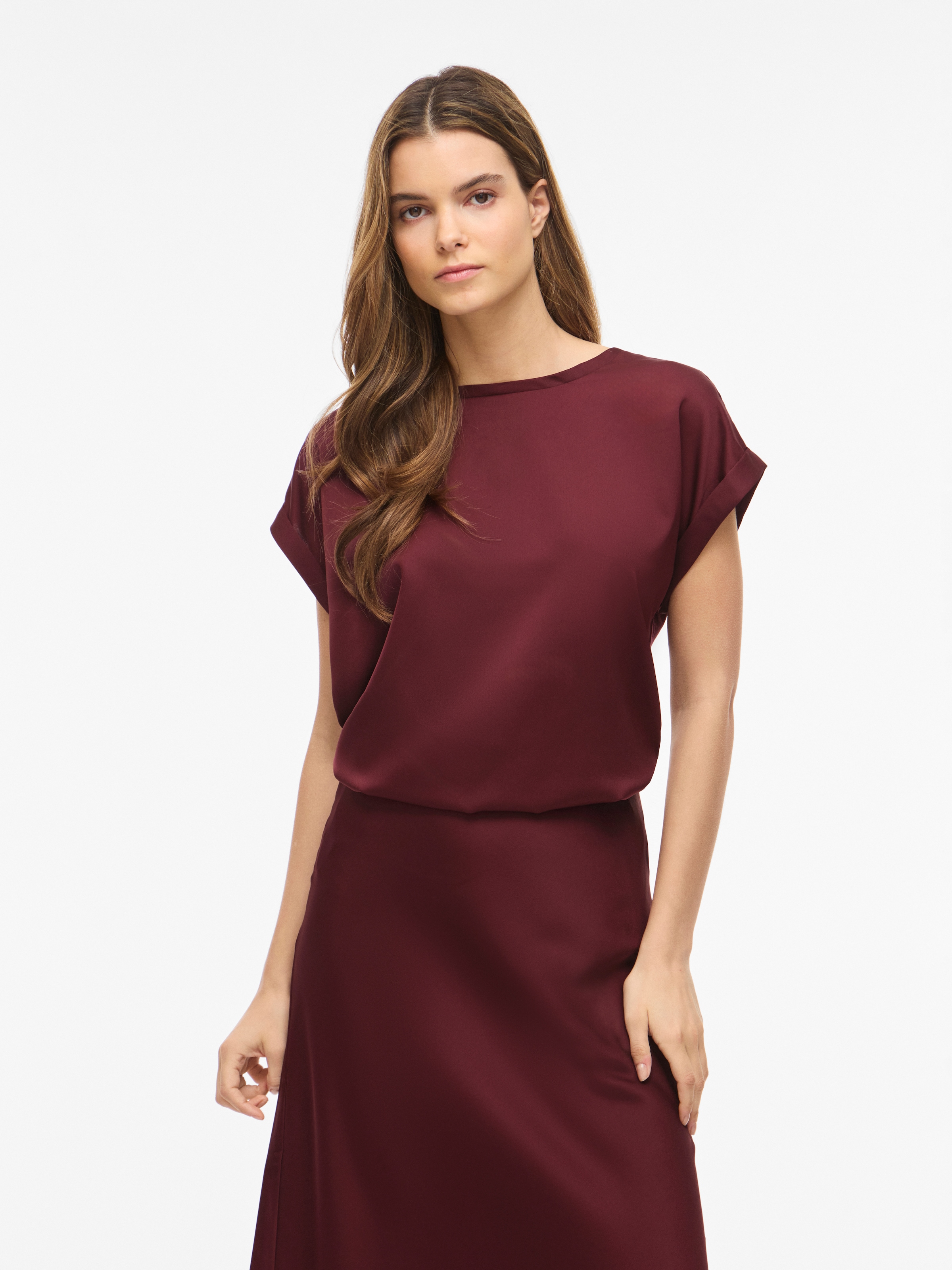 Vila "VIELLETTE S/S SATIN TOP - NOOS" Kunstfaser, regular fit