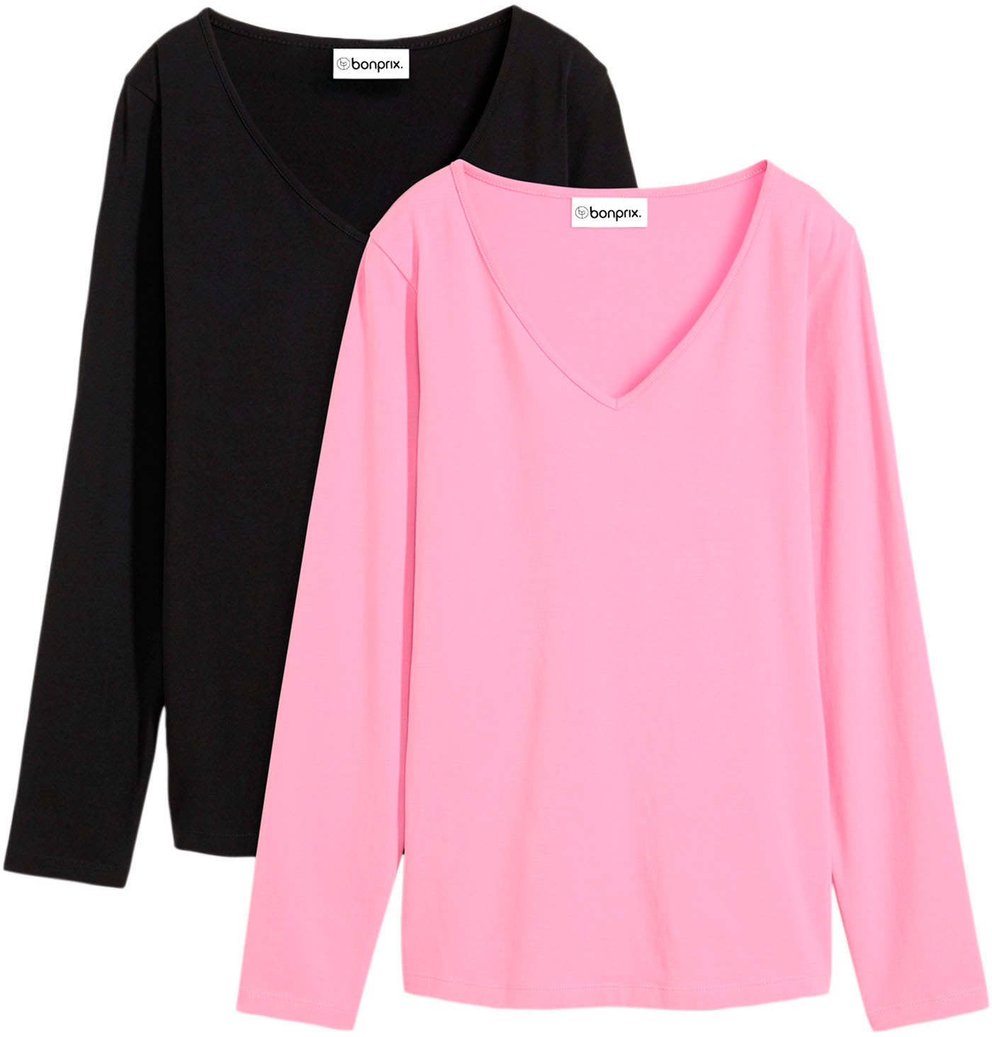 bonprix Langarmshirt "Figurbetontes Langarmshirt (2er Pack)" Packung, 2 Stk günstig online kaufen