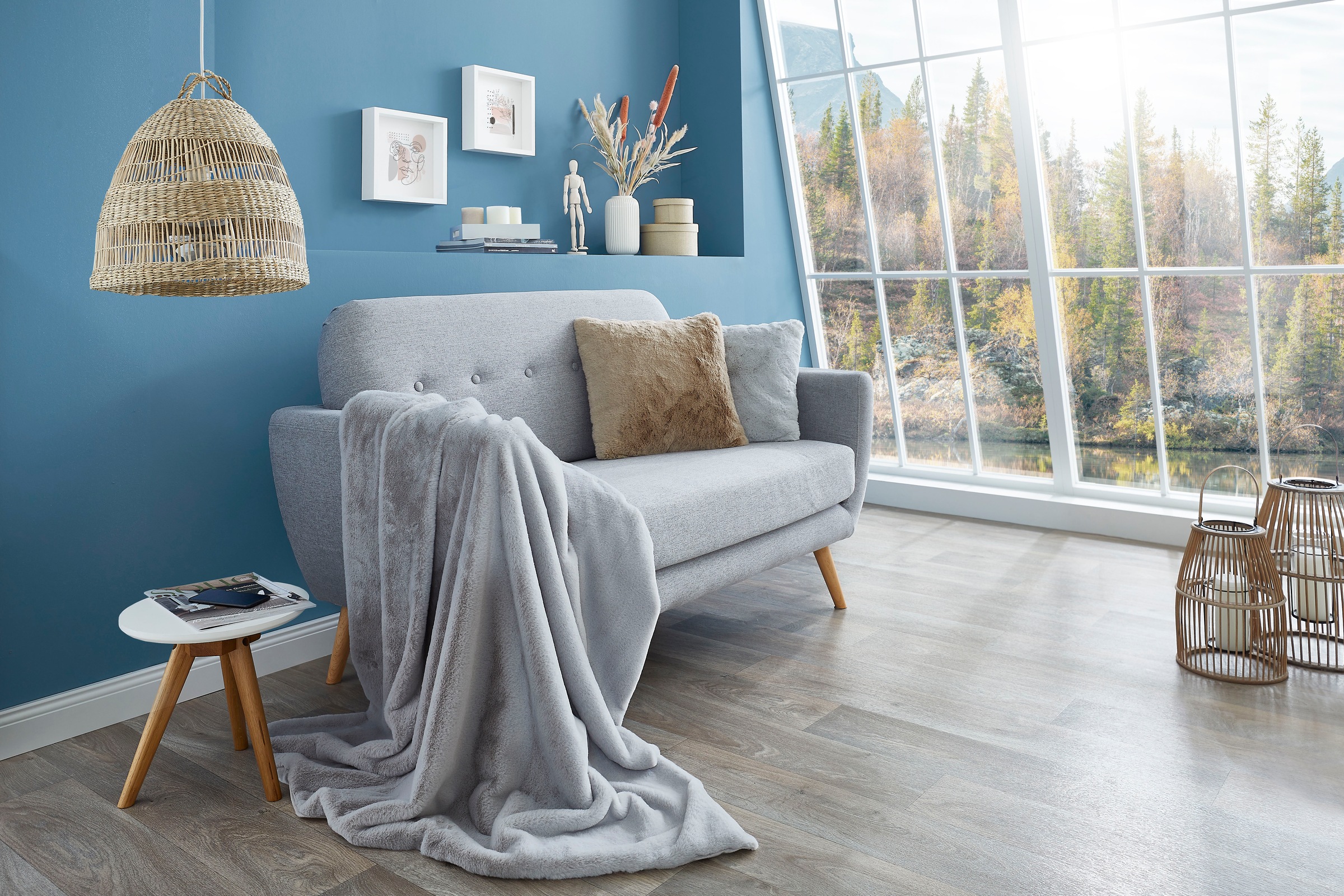 Wohndecke LUXOR LIVING, B:130cm L:180cm, grau, Kunstfaser, Wohndecken, "Novara, Sofadecke 130x180 cm", Kunstfell, Kaninchenfell-Haptik, super weich,