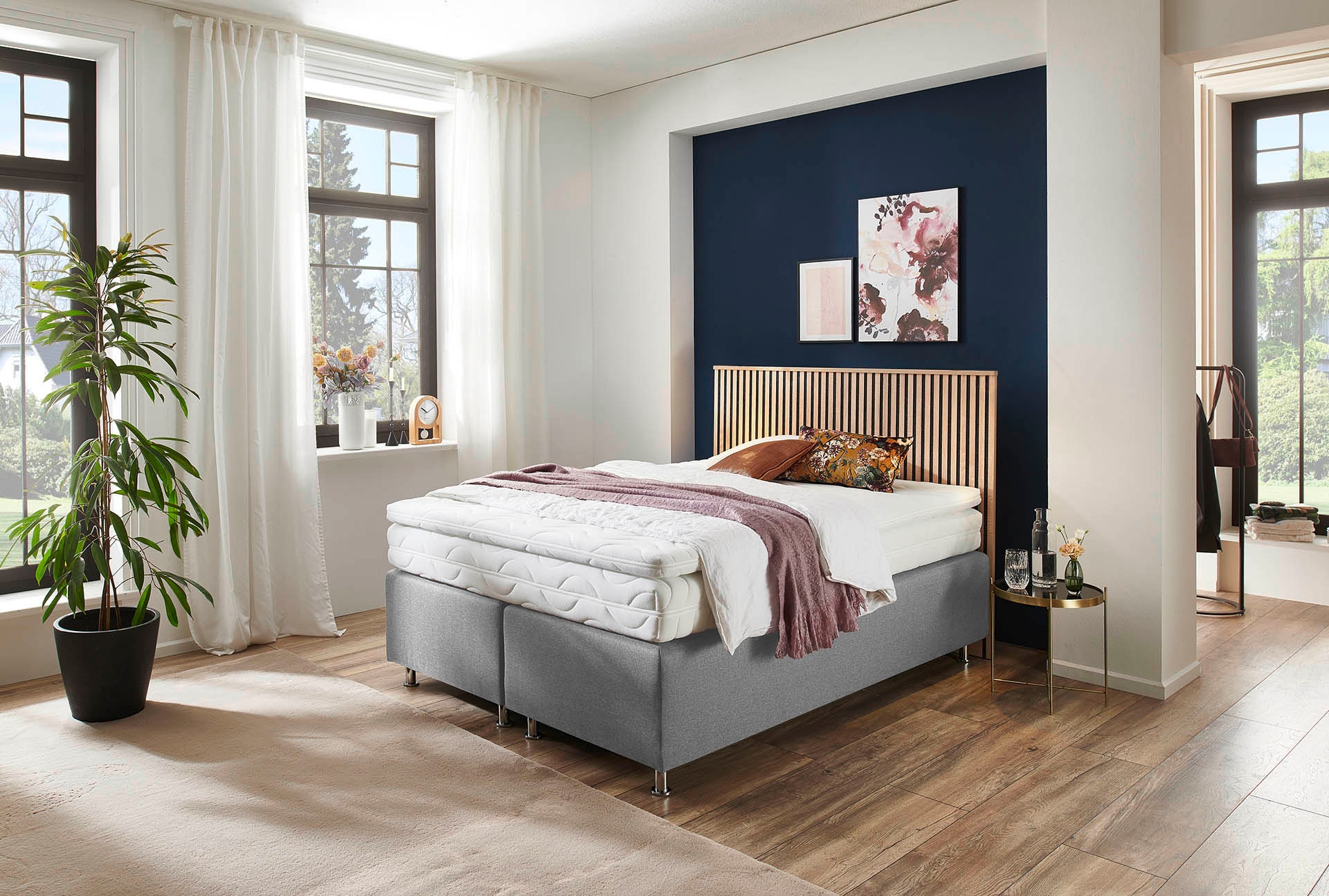 Westfalia Schlafkomfort Boxspringbett »Quercus«, wahlweise mit LED-Beluchtung, 3 Matratzenarten zur Auswahl