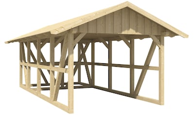 Einzelcarport »Schwarzwald«, KVH, Fichte, 300 cm, Eiche hell, 424x772cm mit...