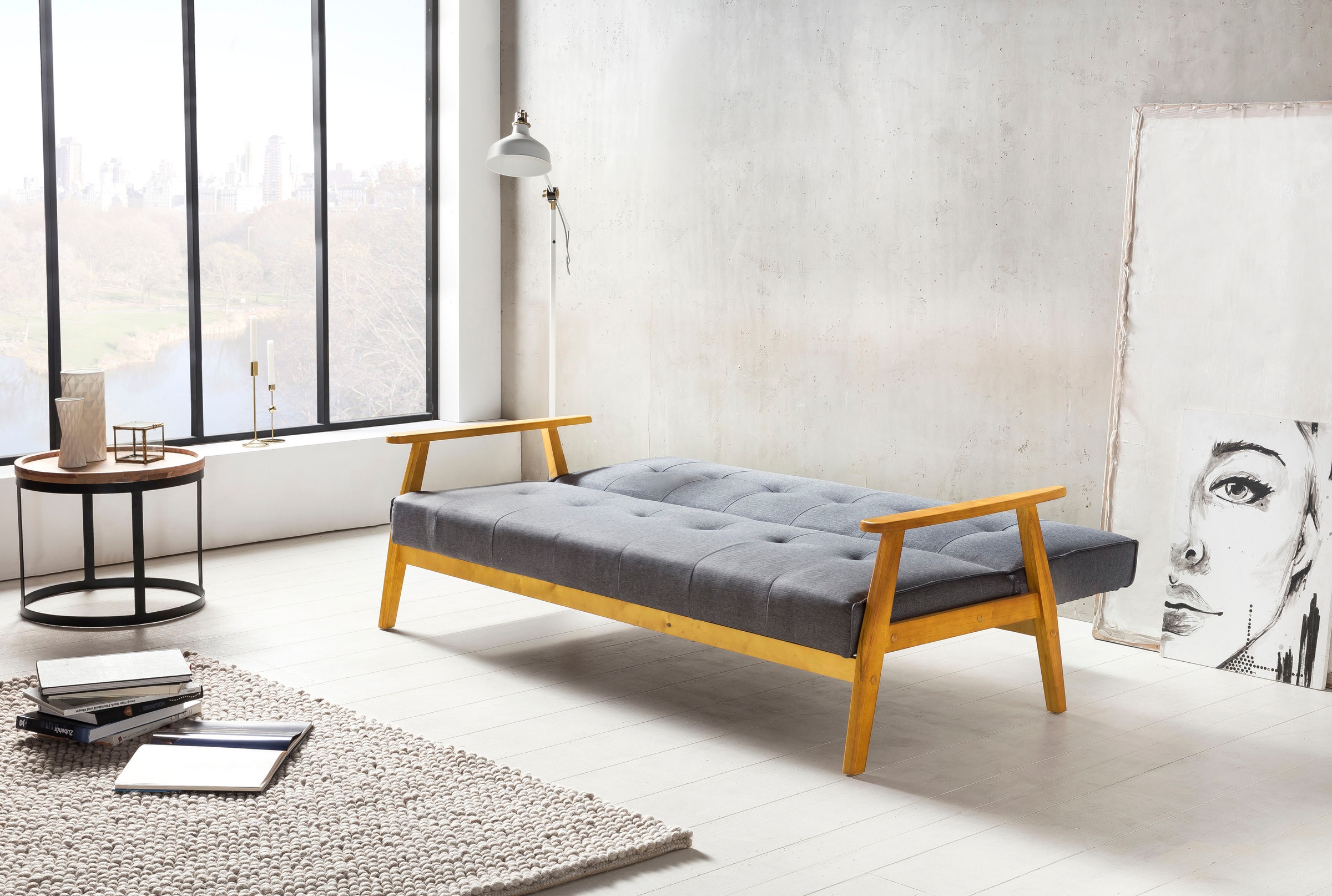 SalesFever Schlafsofa »Skagen, Sofa, 3-Sitzer«, mit Holzgestell, 60° Relax- und Schlaffunktion, Breite 190 cm