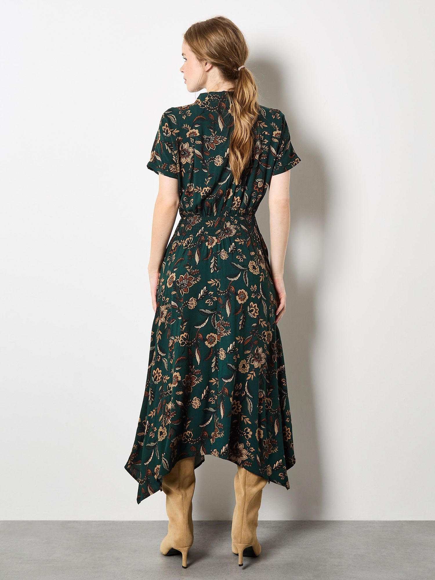 Apricot Midikleid »Florales Midikleid« Eingrifftaschen mit Seitentaschen, mit halber Knopfleiste