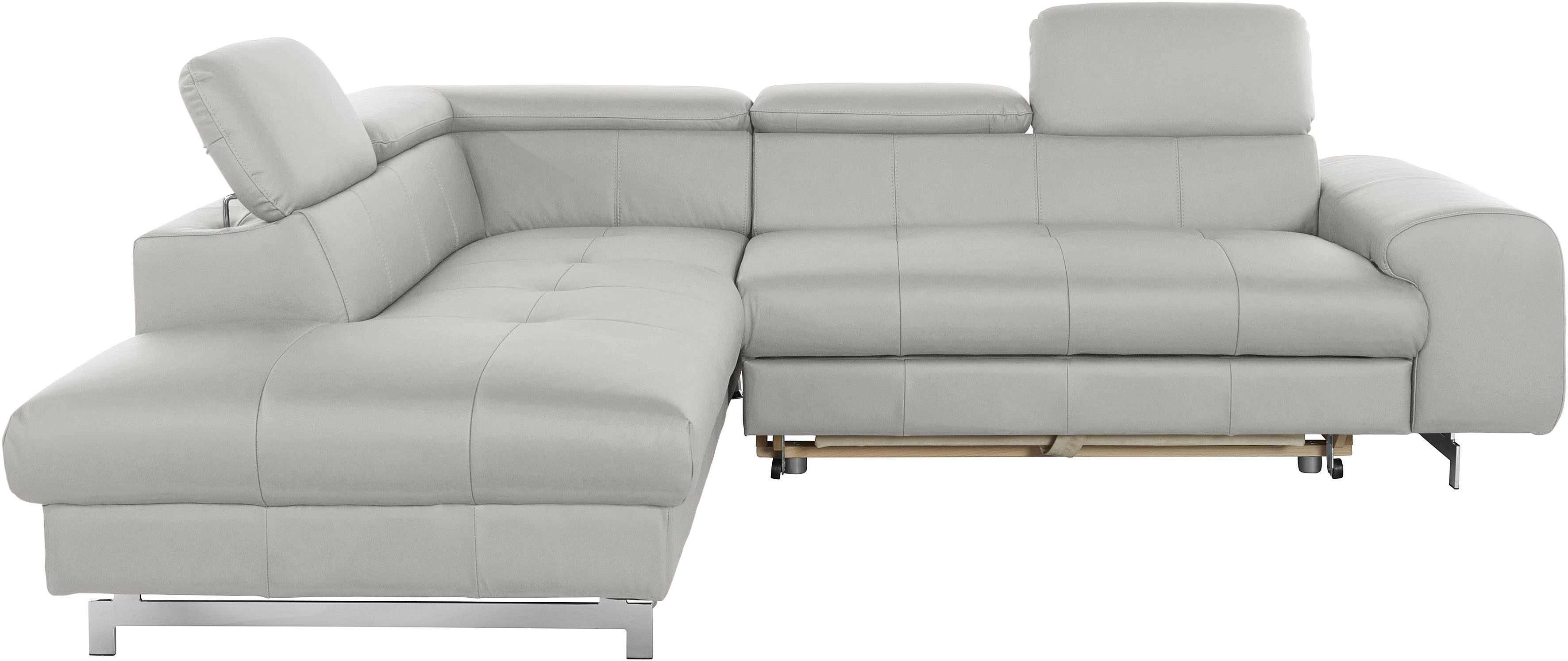 COTTA Ecksofa "Chef bequem, tolle Verarbeitungsdetails, Breite 262cm, L-Form" mit Kopfteilverstellung, edle Metallkufen, optional Schlaffunktion