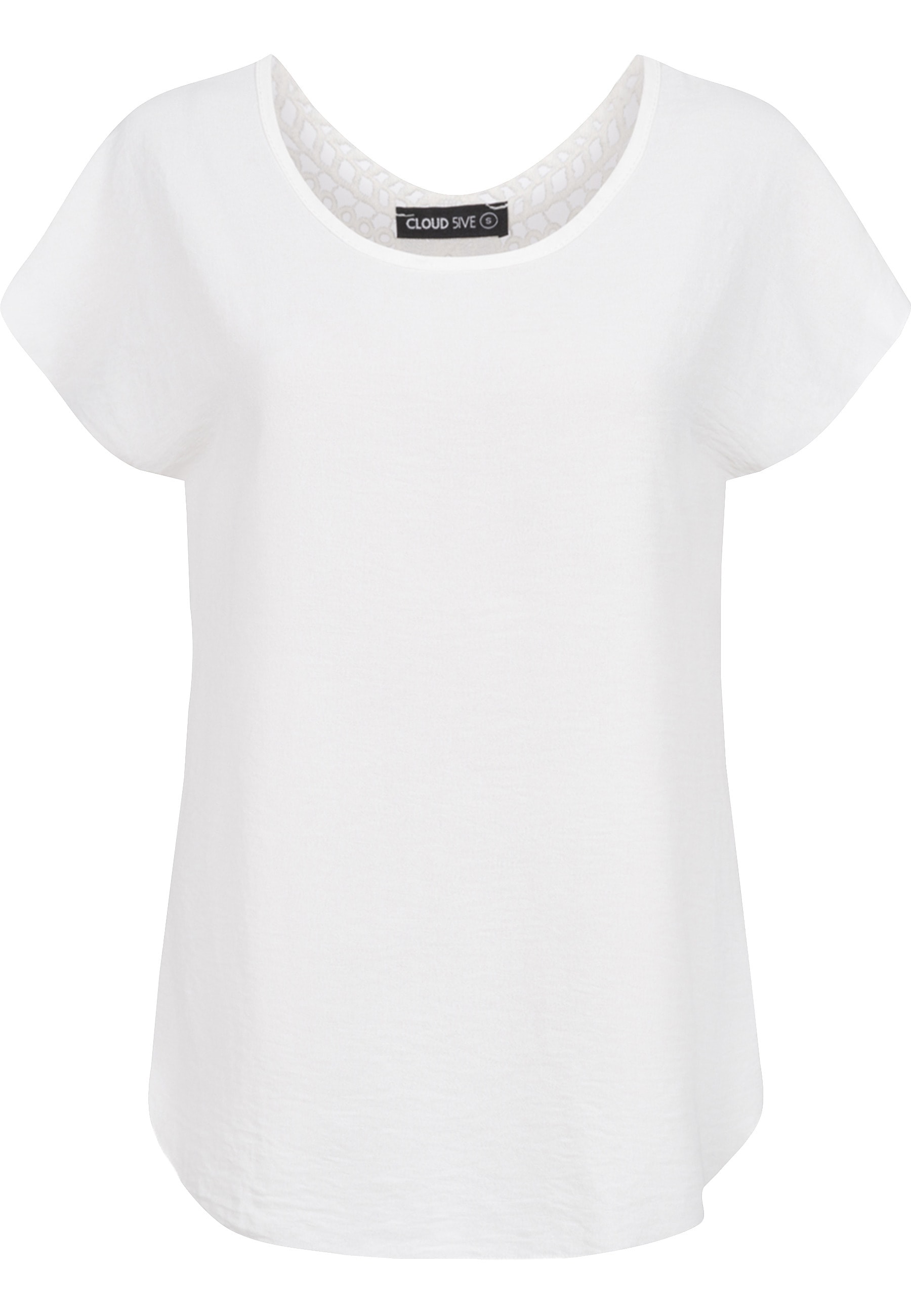 CLOUD 5IVE T-Shirt »CLOUD 5IVE Cloud5ive Damen Musselin Top mit Spitzenbesatz hinten« 1 Stk.