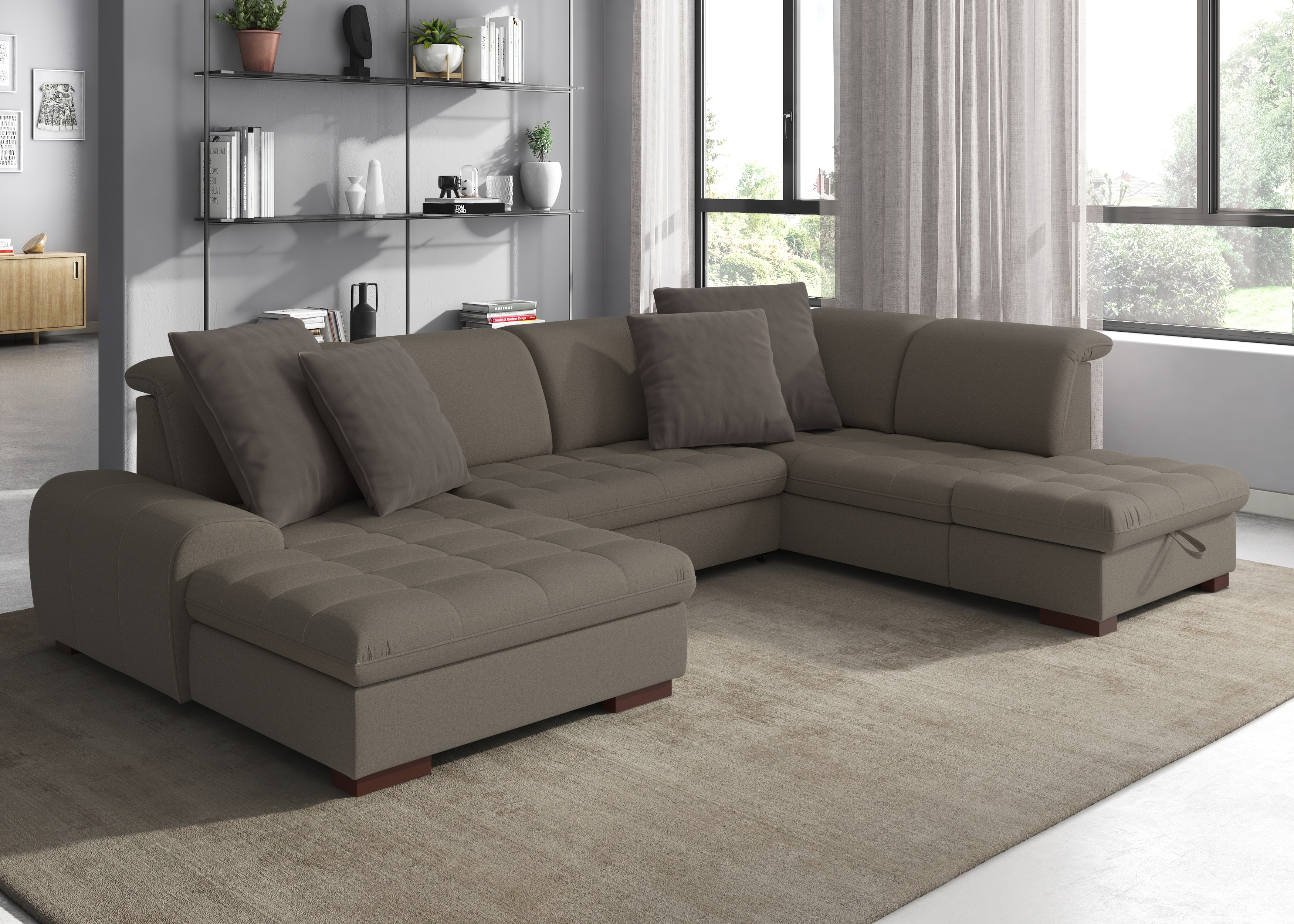 sit&more Wohnlandschaft "Luxor U-Form" wahlweise mit Schlaffunktion, Bettkasten und Kopfteilverstellung
