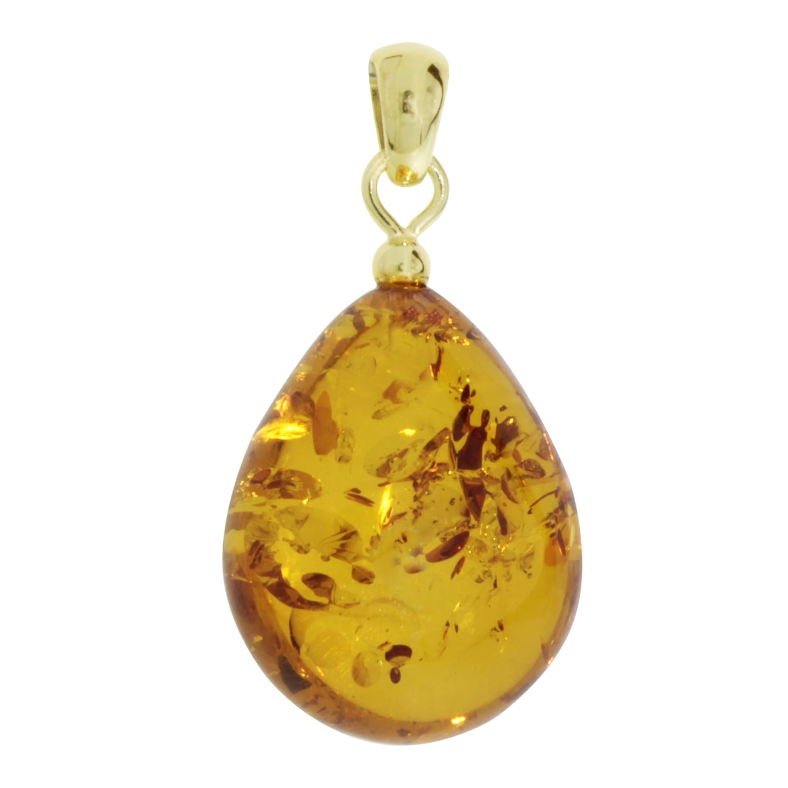 Kettenanhänger OSTSEE-SCHMUCK "Ostsee-Schmuck Anhänger Tropfen ca. 22 mm lang - Gold 333/000", gelb, Schmuckanhänger, Damen, 32 x 14mm, Bernstein, 2,9 g, Kettenanhänger