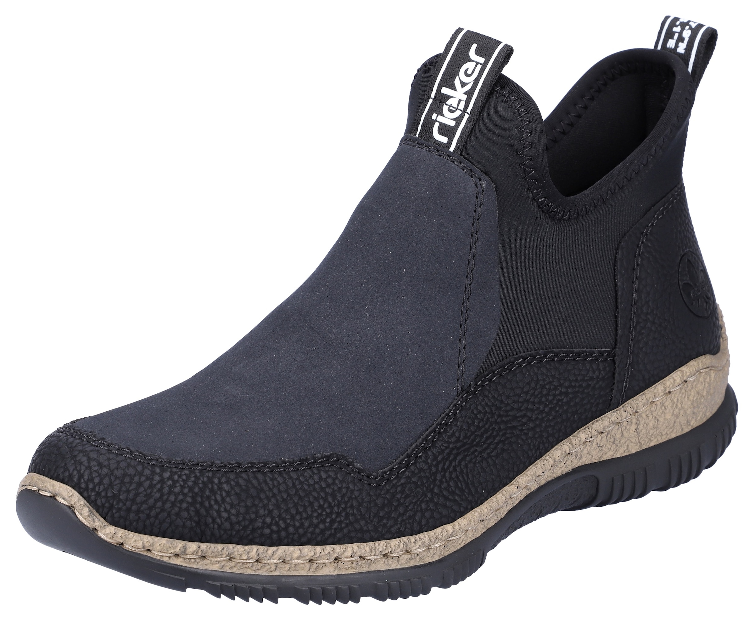 Rieker Schlupfboots Slipper, Slip-on Sneaker, Stiefelette mit MemoSoft-Innensohle