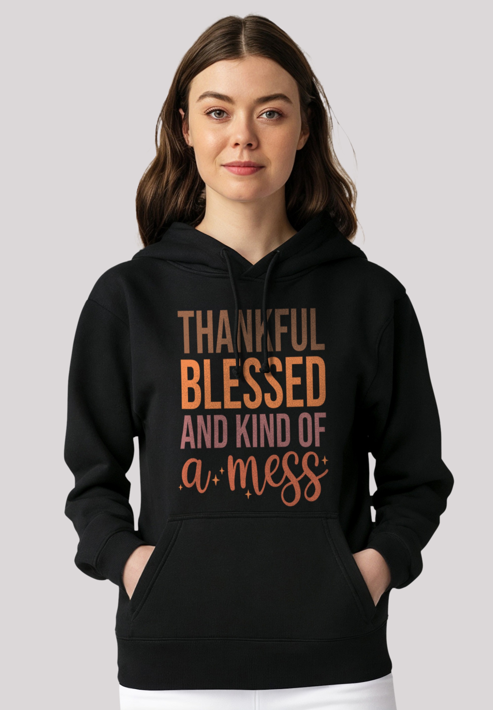 F4NT4STIC Megztinis su gobtuvu »thankful blessed...