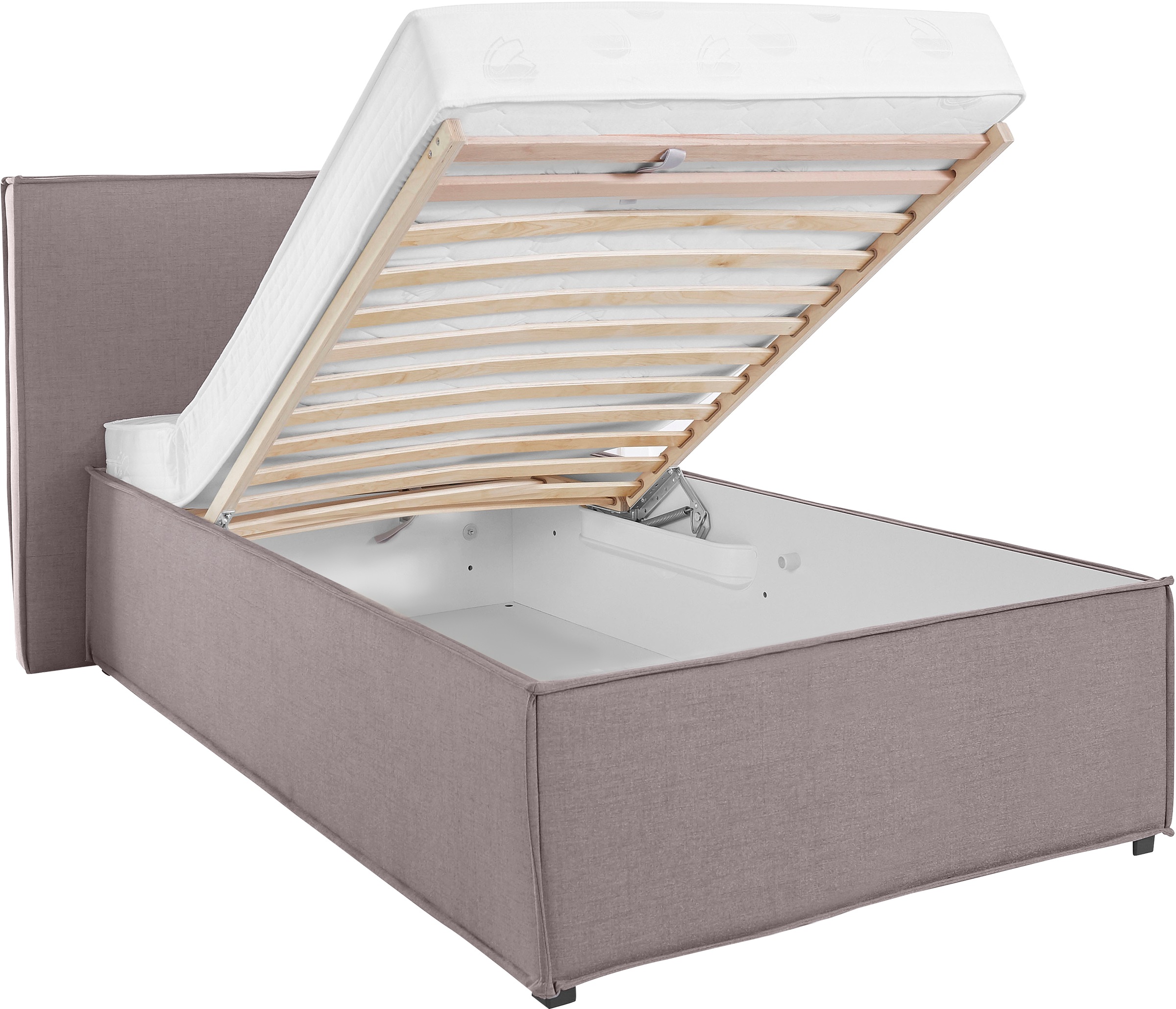 Polsterbett "Isaline", grau (hellgrau), B:133cm L:213cm, 100% Polyester, LEGER HOME BY LENA GERCKE, Betten, Polsterbett ohne Bettkasten Polsterbett, wahlweise ohne Matratze oder mit 3 Matratzenarten, Kopfteilhöhe 107 cm 9