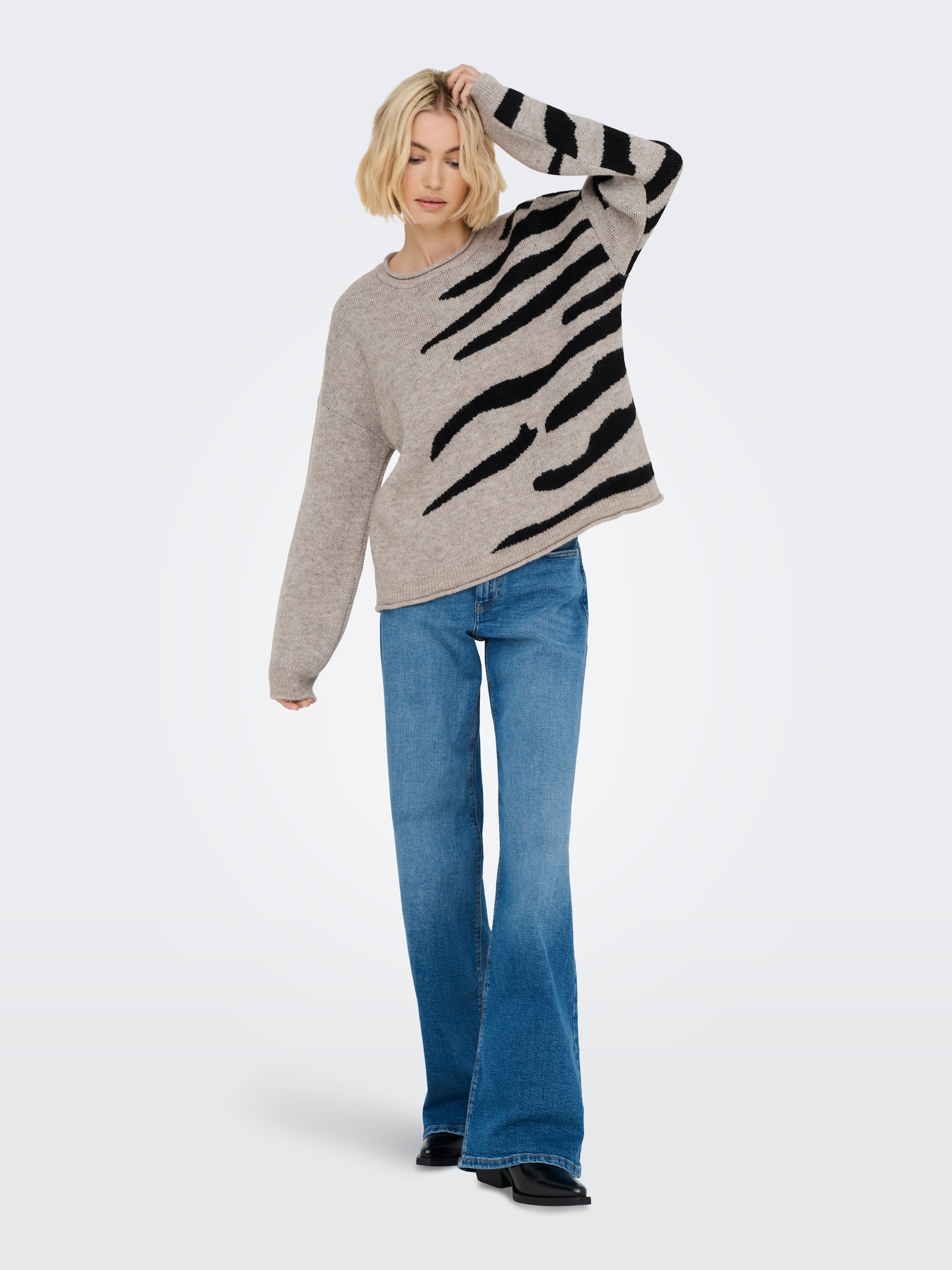 ONLY Rundhalspullover »ONLJADE PATTERN LS O-NECK EX KNT«