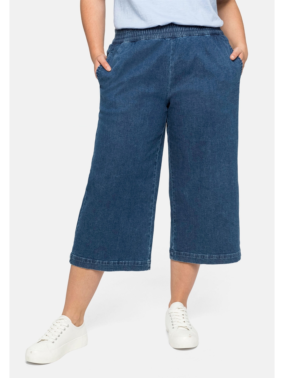 Sheego 3/4-Jeans »Große Größen«, mit Schlupfbund, aus elastischem Denim