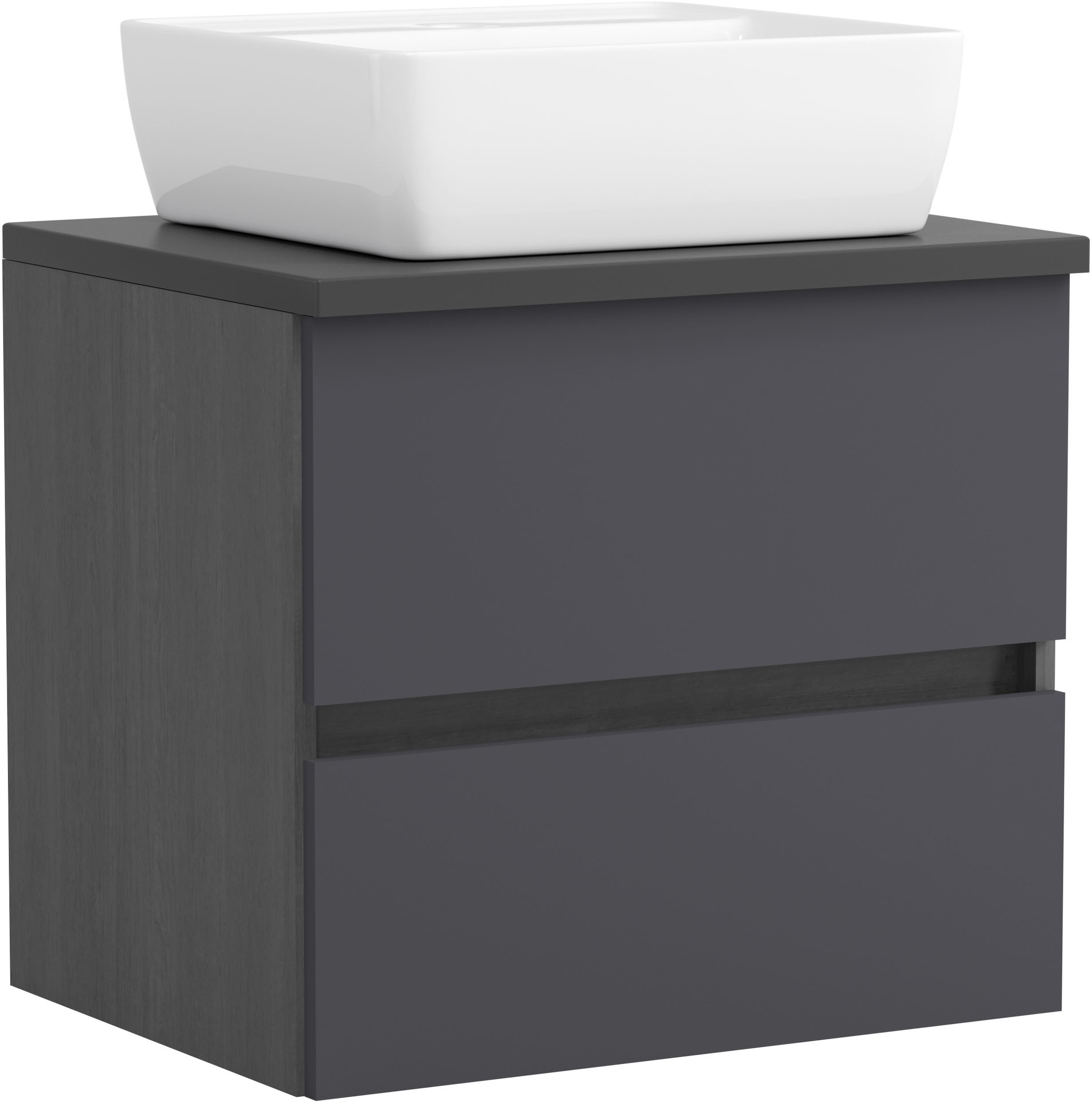 OTTO home "BOZEN, Aufsatz-Waschtisch mit Keramkbecken" Aufsatz-Keramkibecken, grifflose Front