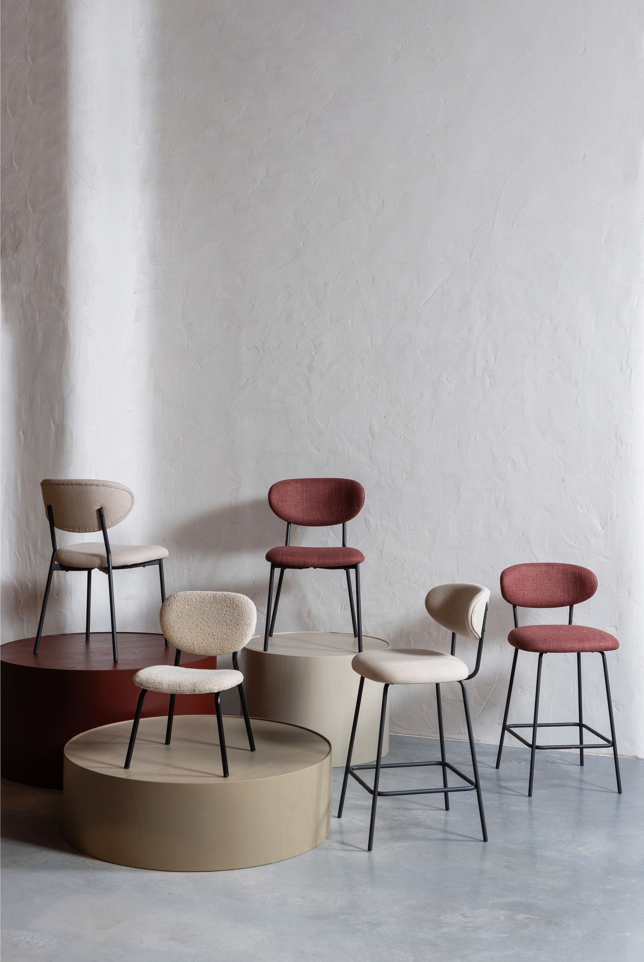 WOOOD Barhocker »Kjeld«, (2 St.), gepolstert mit gewebtem Stoff, Höhe 93 cm