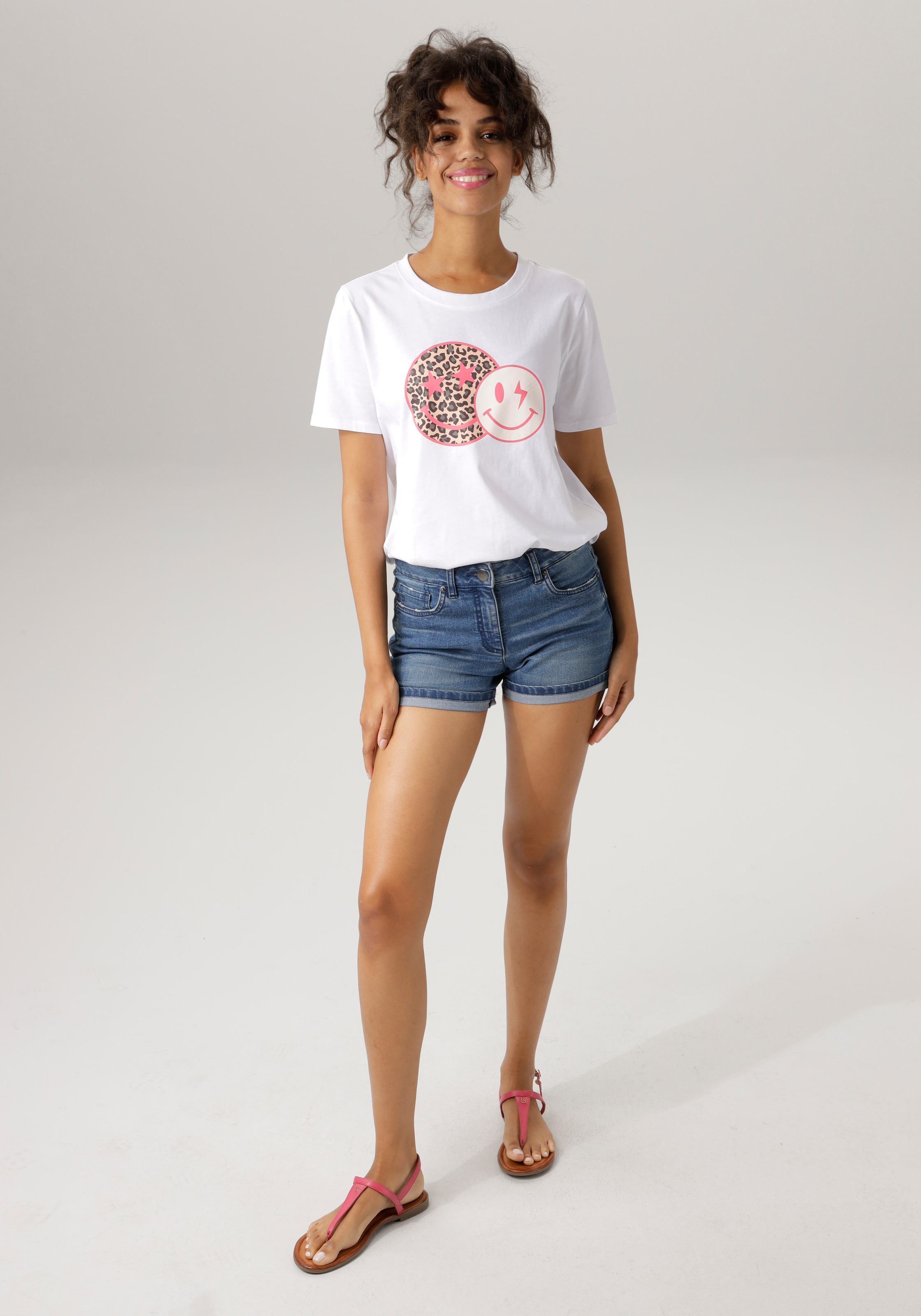 Aniston CASUAL T-Shirt, mit | kaufen bedruckt coolen für Smileys BAUR