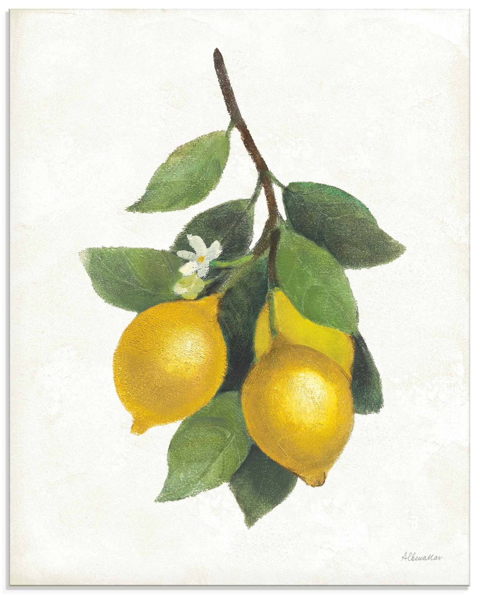 Glasbild ARTLAND "Lemon Branch III", farbe bild(er): naturfarben, B:60cm H:80cm, Bilder, in verschiedenen Größen