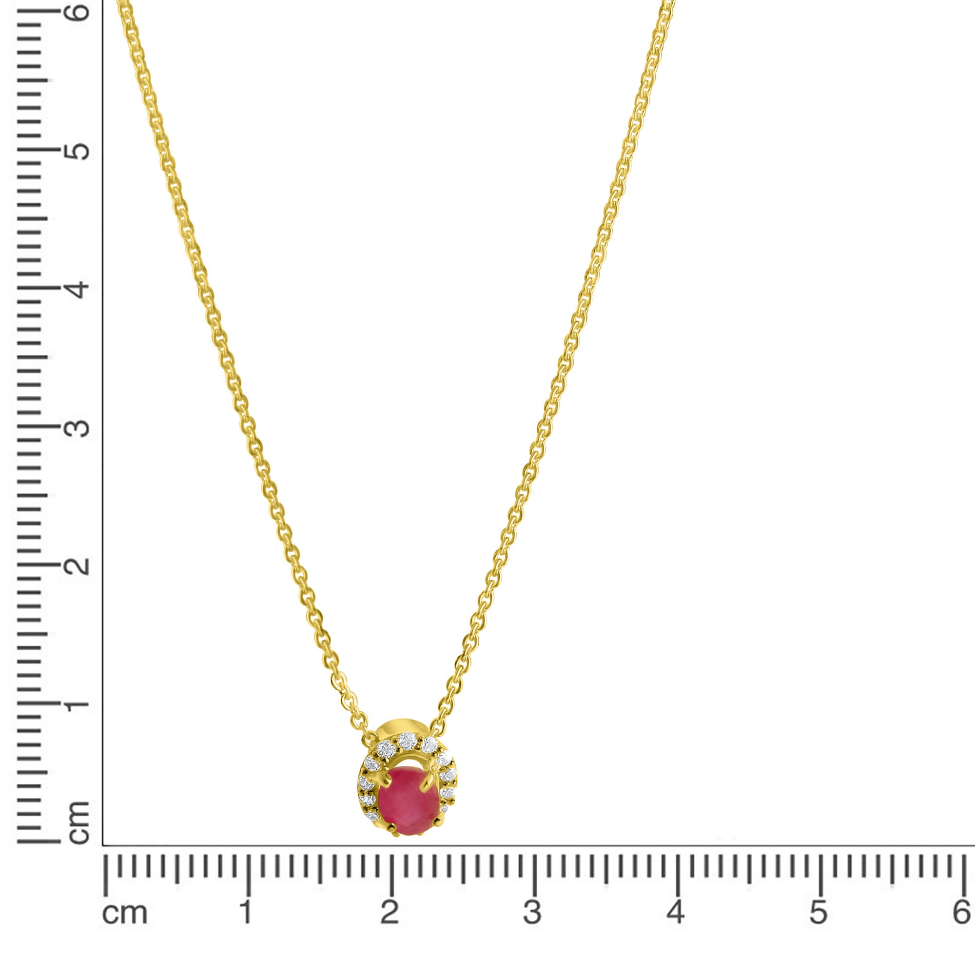 Firetti Kette mit Anhänger »Schmuck Geschenk Gold 375 Halsschmuck Halskette Rund-Ankerkette«, mit Rubin, Zirkonia (synth.)