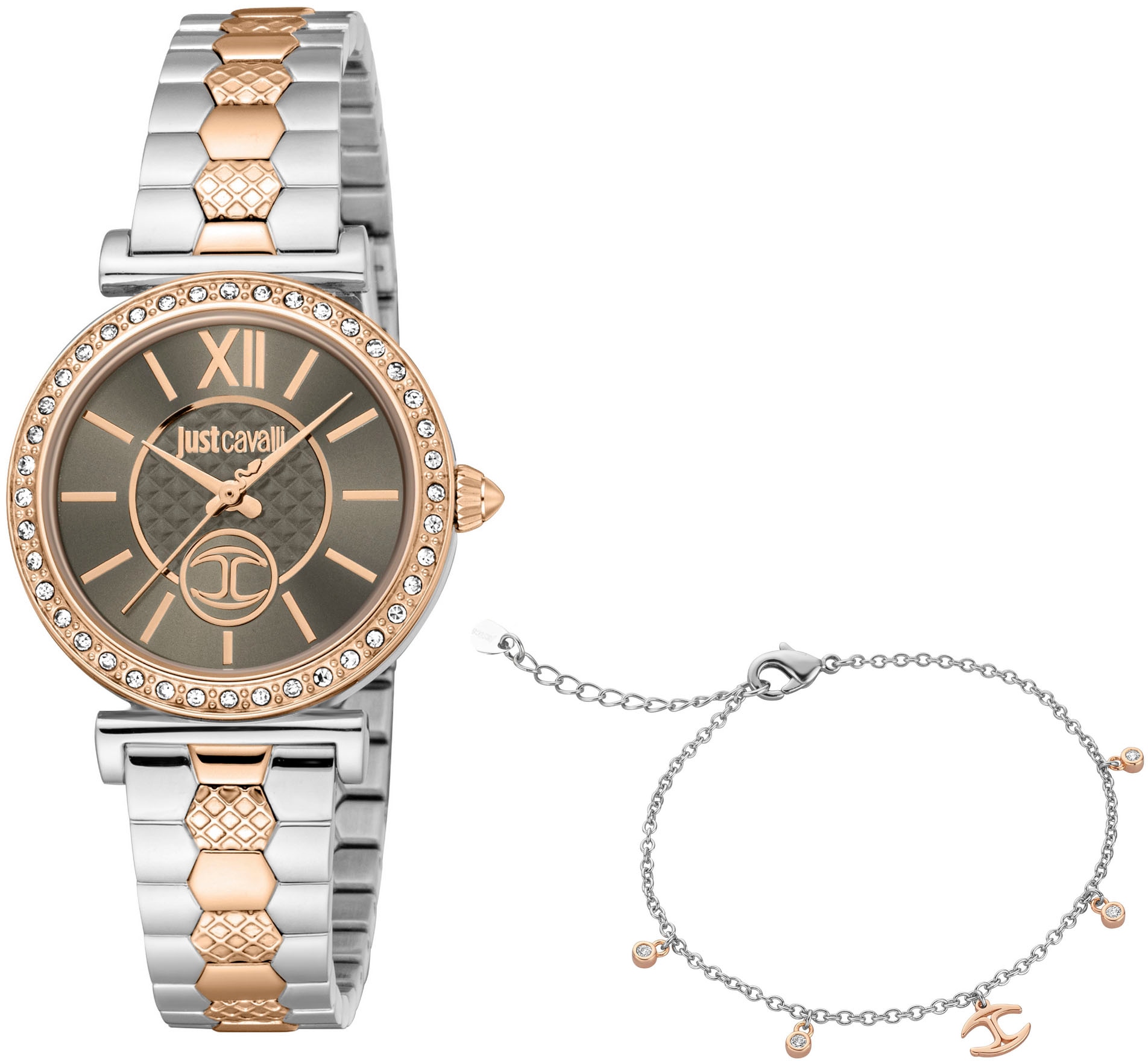 Just Cavalli Time Quarzuhr »Varenna, JC1L273M0095«, (Set, 2 tlg., mit Armband)