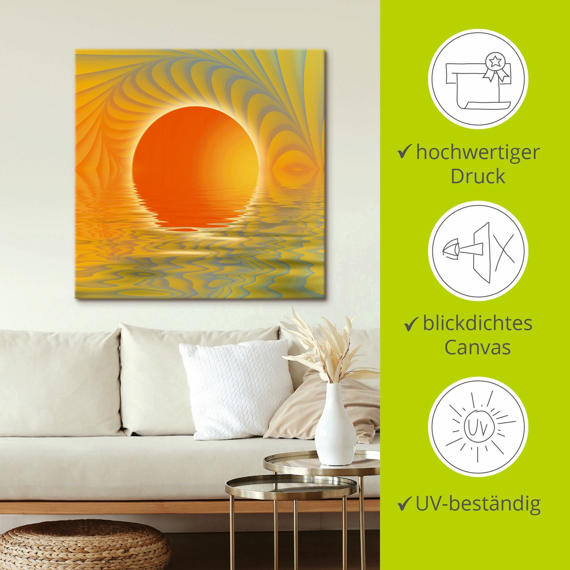 Artland Wandbild »Abstrakter Sonnenuntergang«, Muster, (1 St.), als Leinwandbild, Poster in verschied. Größen