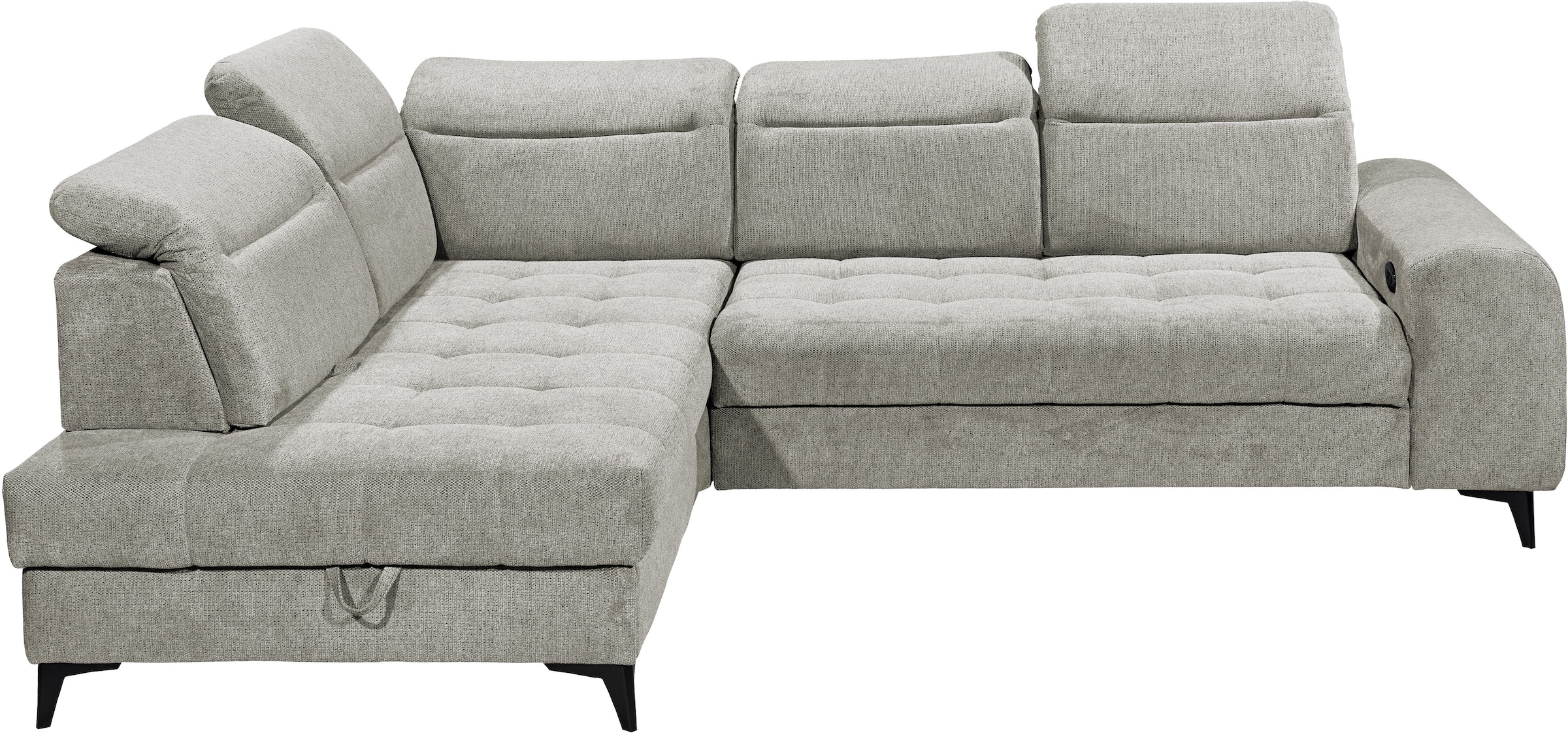 ED EXCITING DESIGN Ecksofa »Rockdale L-Form mit Bettfunktion, Bettkasten«, Kopfteilverstellung, Sitztiefenverstellung & USB-Port