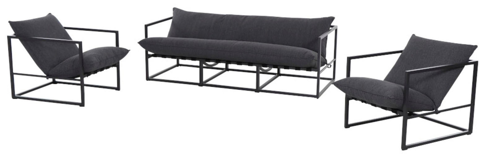 Siena Garden Loungesofa »Monza«, 3-Sitzer Sofa, Aluminiumgestell matt anthrazit, Kissen jeans grey