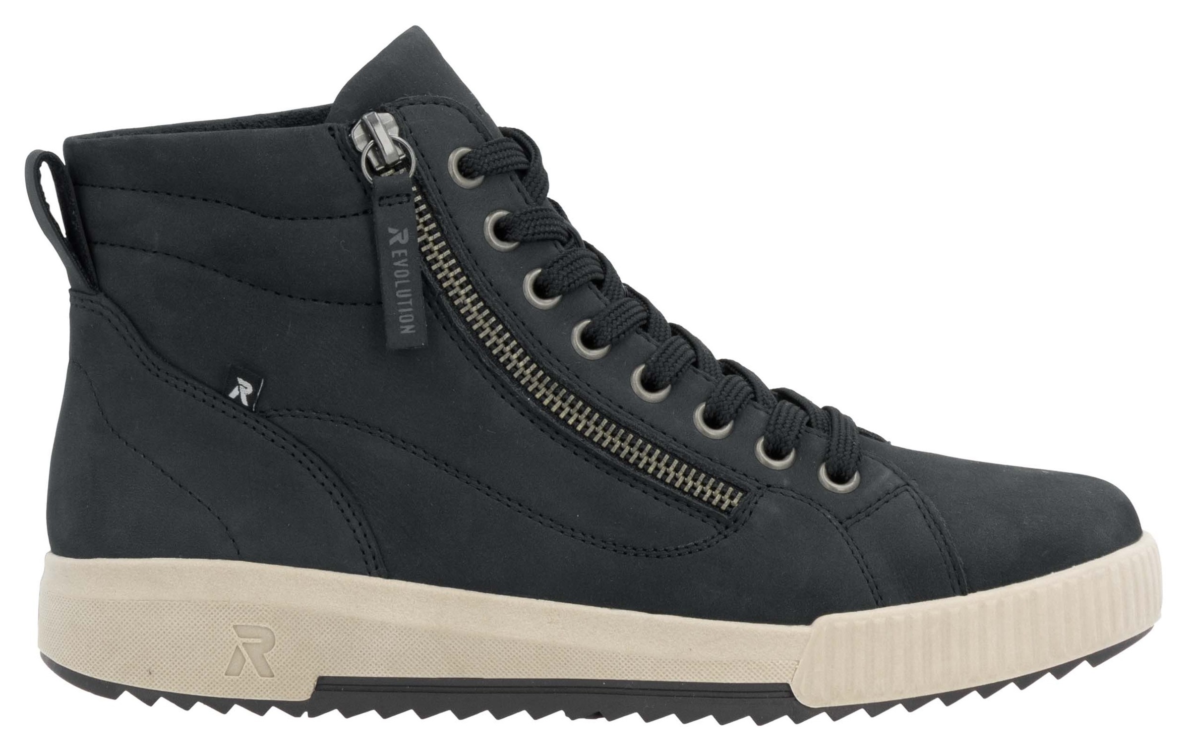 RIEKER Sport Schnürboots, Stiefelette, High Top Sneaker, Freizeitboots mit Reißverschluss
