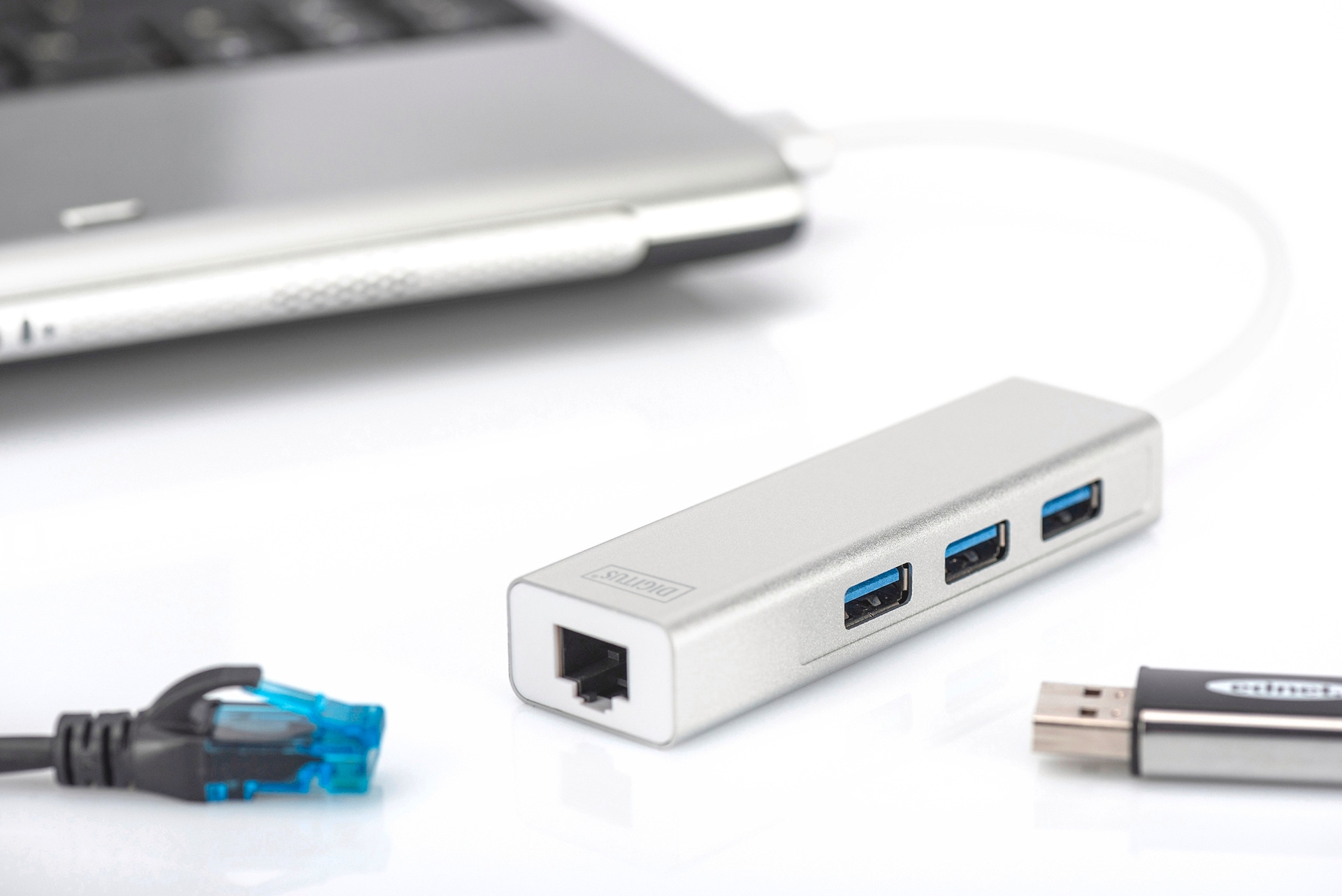 Digitus Laptop-Dockingstation »USB 3.0 3-Port Hub & Gigabit LAN-Adapter«