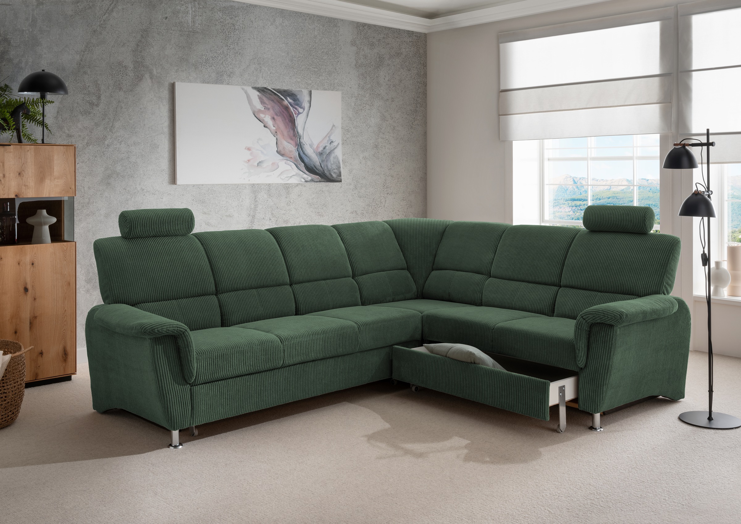 Home affaire Ecksofa "Pisa L-Form, mit Schlaffunktion, Stauraum, 2x höhenve günstig online kaufen
