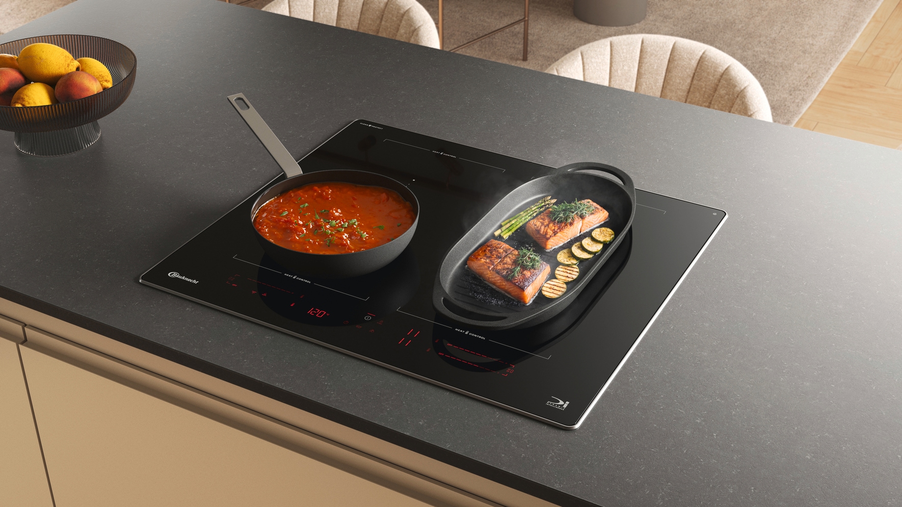 BAUKNECHT Induktions-Kochfeld »BTX6019DCA« HeatControl - präzise Steuerung der Kochzone durch Temperatureingabe