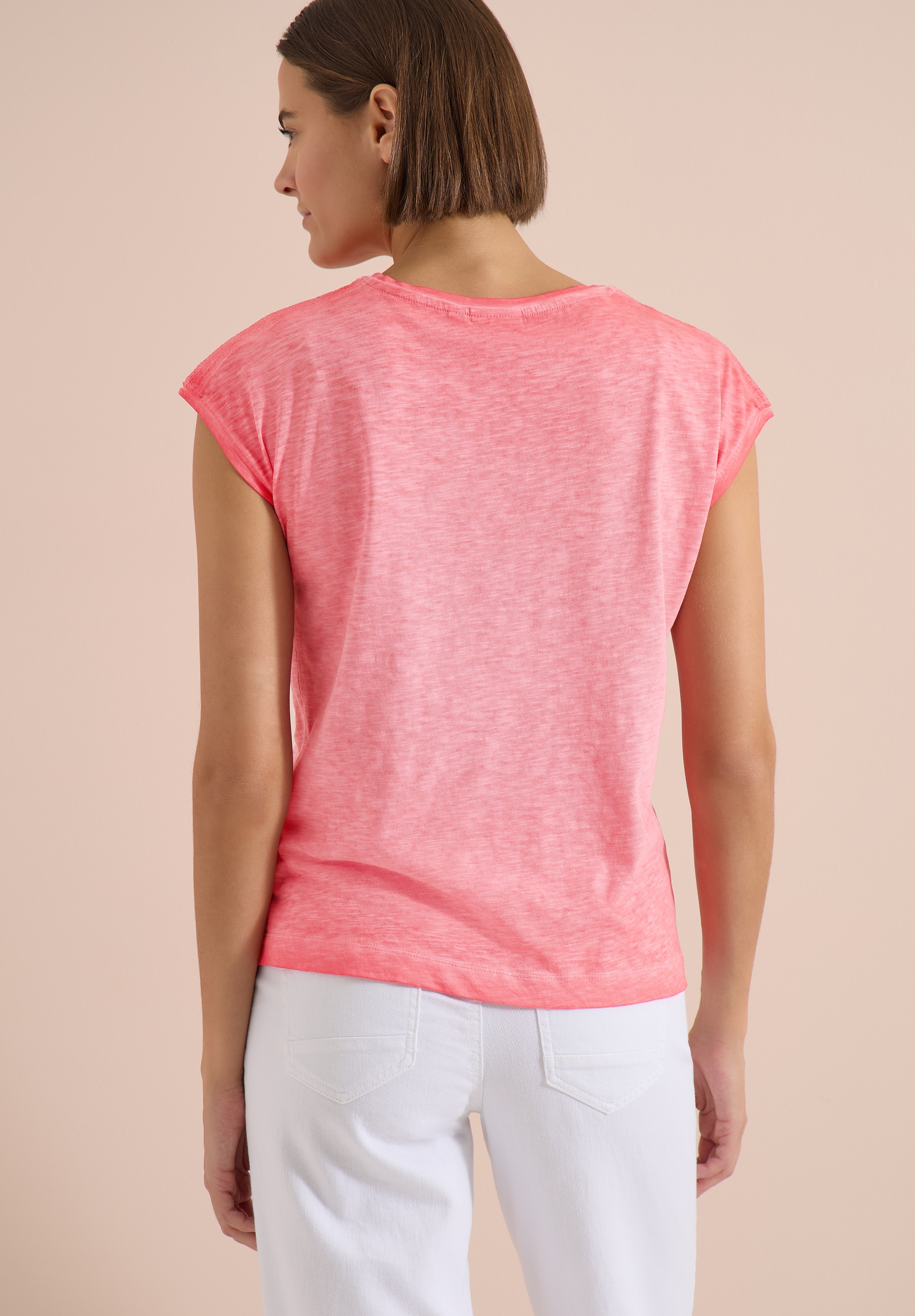 Cecil T-Shirt U-Boot-Ausschnitt, Garment-Dye Optik