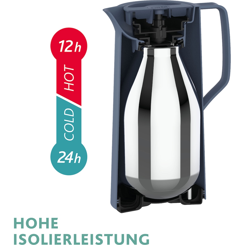 Emsa Isolierkanne »Motiva«, 1 l, (1), Quick-Press-Deckel, Einhandbedienung, 12h warm/24h kalt, Glaskolben