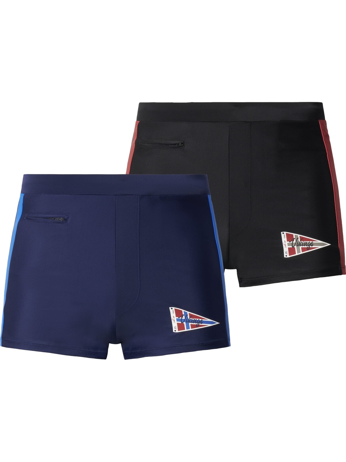 Badeshorts JAN VANDERSTORM "2er Pack Badehosen WAINO", Gr. L-XL, weit, blau (dunkelblau schwarz), Obermaterial: 80% Polyamid ECONYL PA ECONYL. 20% Elasthan EL., Badehosen Badeshorts