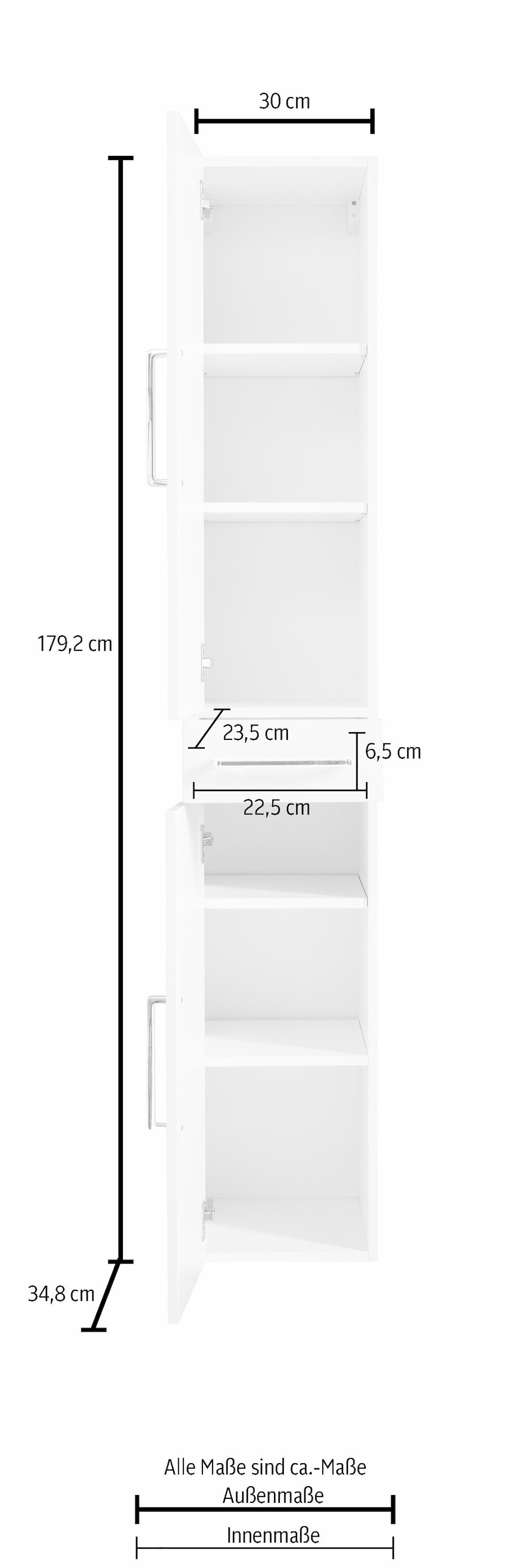 OPTIFIT Hochschrank »Napoli«, 2 Türen, 1 Schublade, Soft-Close-Funktion, Breite 30 cm