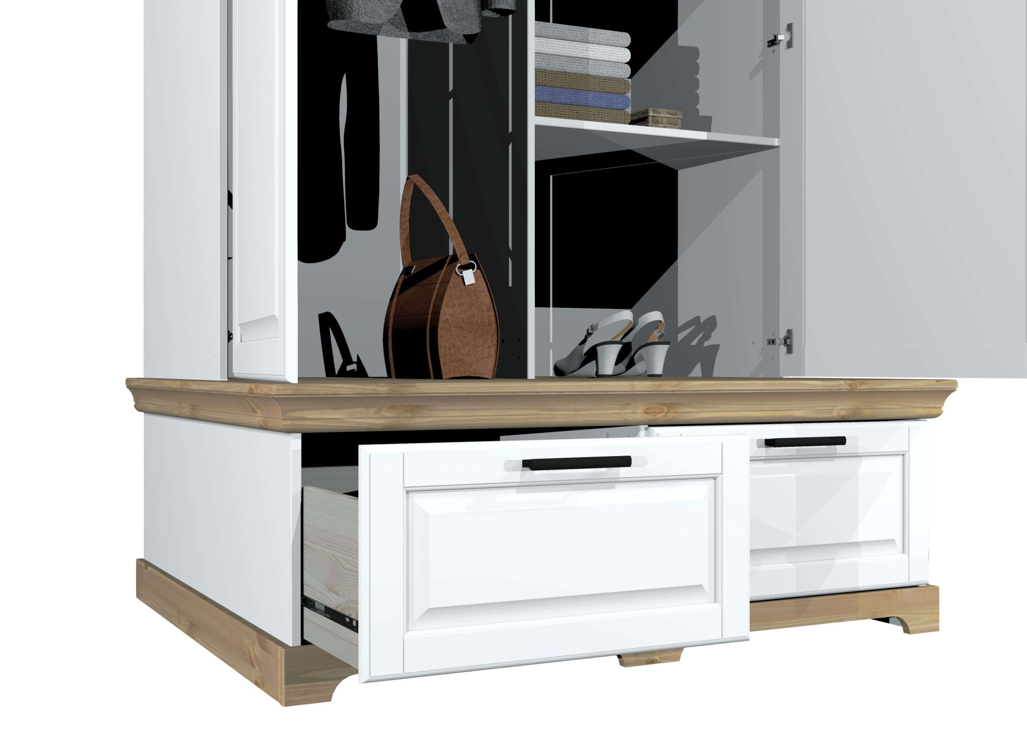 OTTO home Kleiderschrank »Rügen Garderobenschrank, Drehtürenschrank, Schrank«, FSC® zertifizierte massive Kiefer, Breite 127 cm