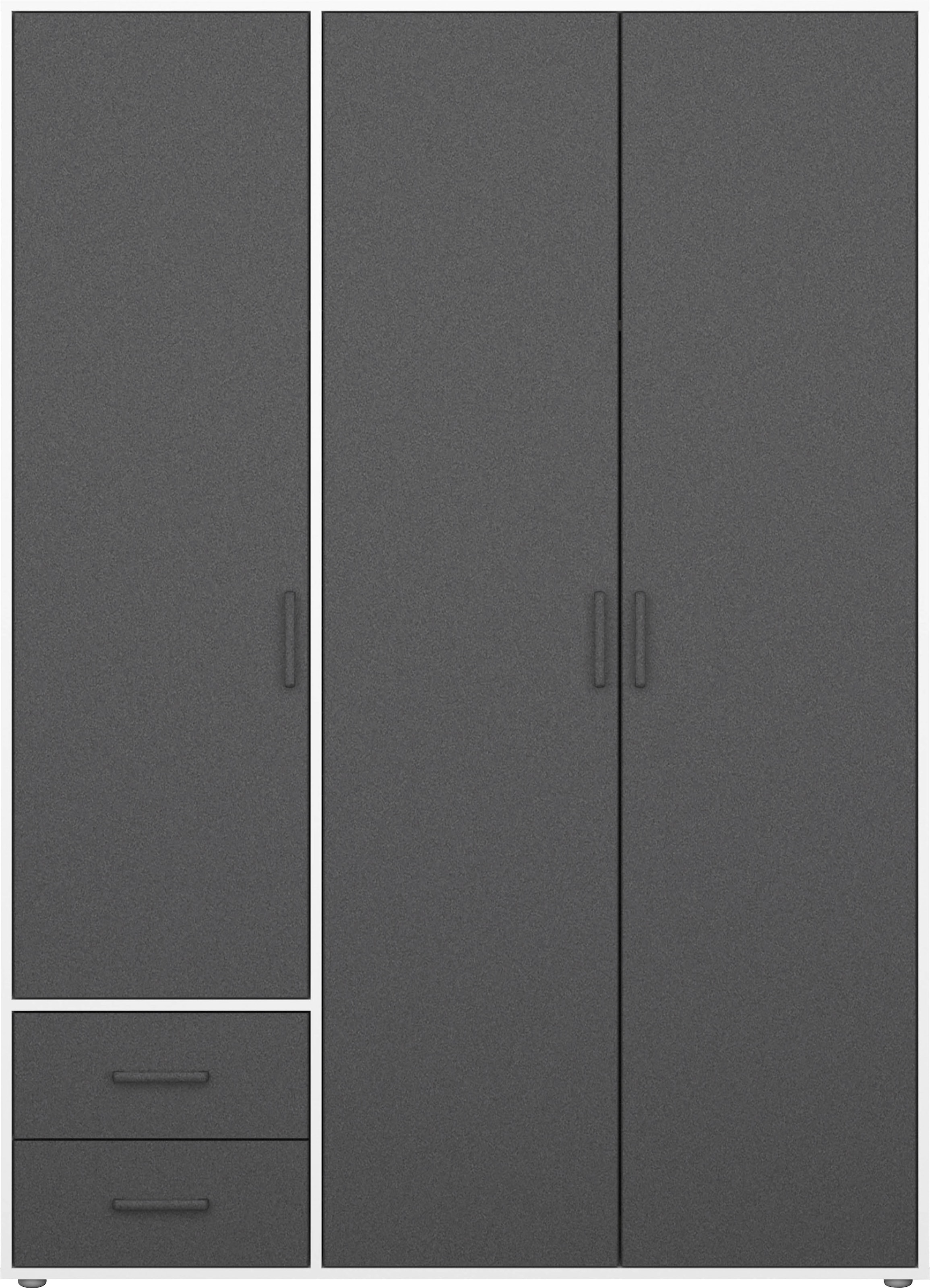 rauch Drehtürenschrank »Kleiderschrank Schrank Garderobe Wäscheschrank VOYAGER«, (in 3 verschiedenen Ausstattungen BASIC/CLASSIC/PREMIUM), moderne Griffe in Graumetallic mit Außenschubkästen MADE IN GERMANY