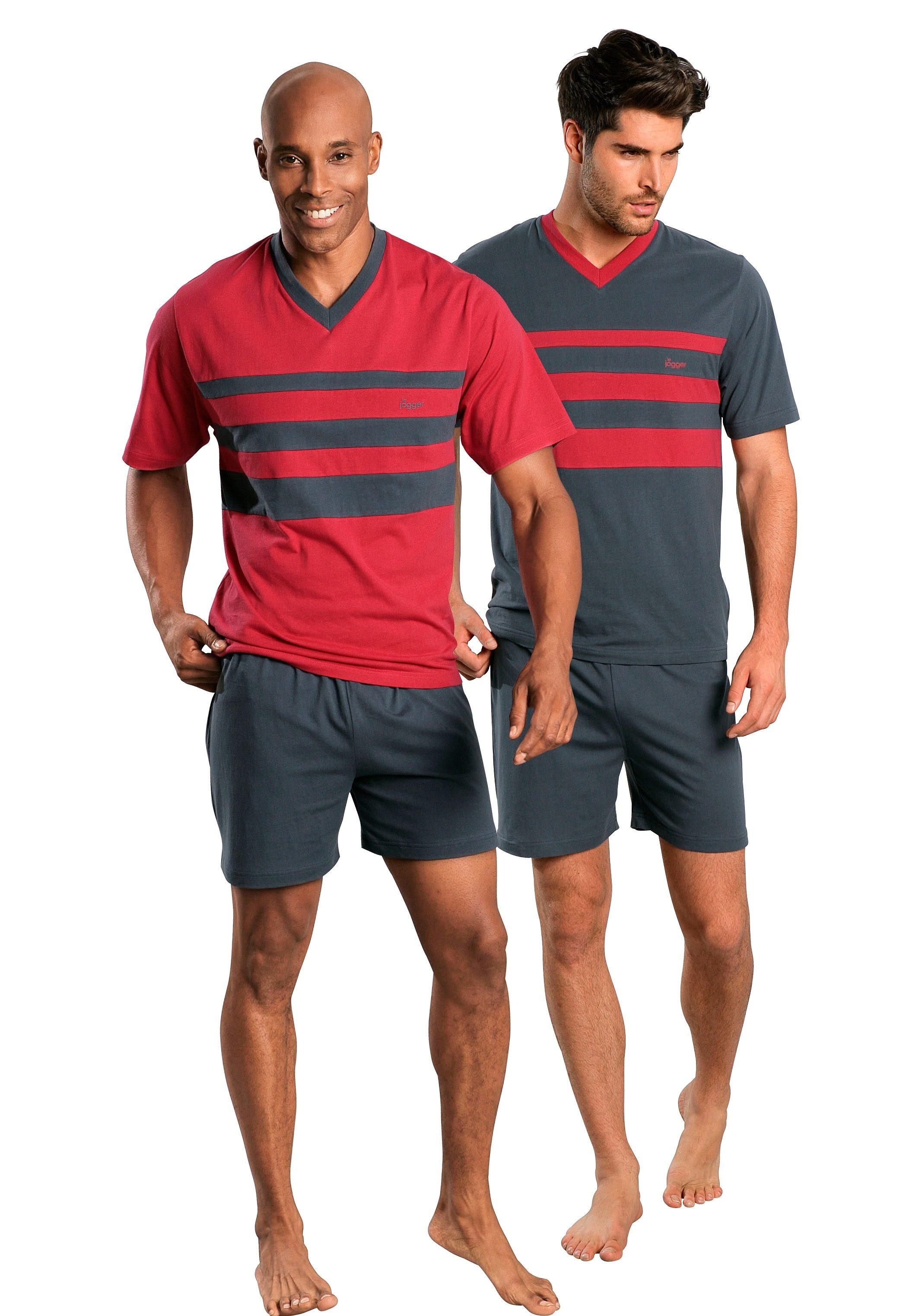 le jogger Pyjama Packung, 2 Stück, 4 tlg. mit kontrastfarbigen Einsätzen vo günstig online kaufen