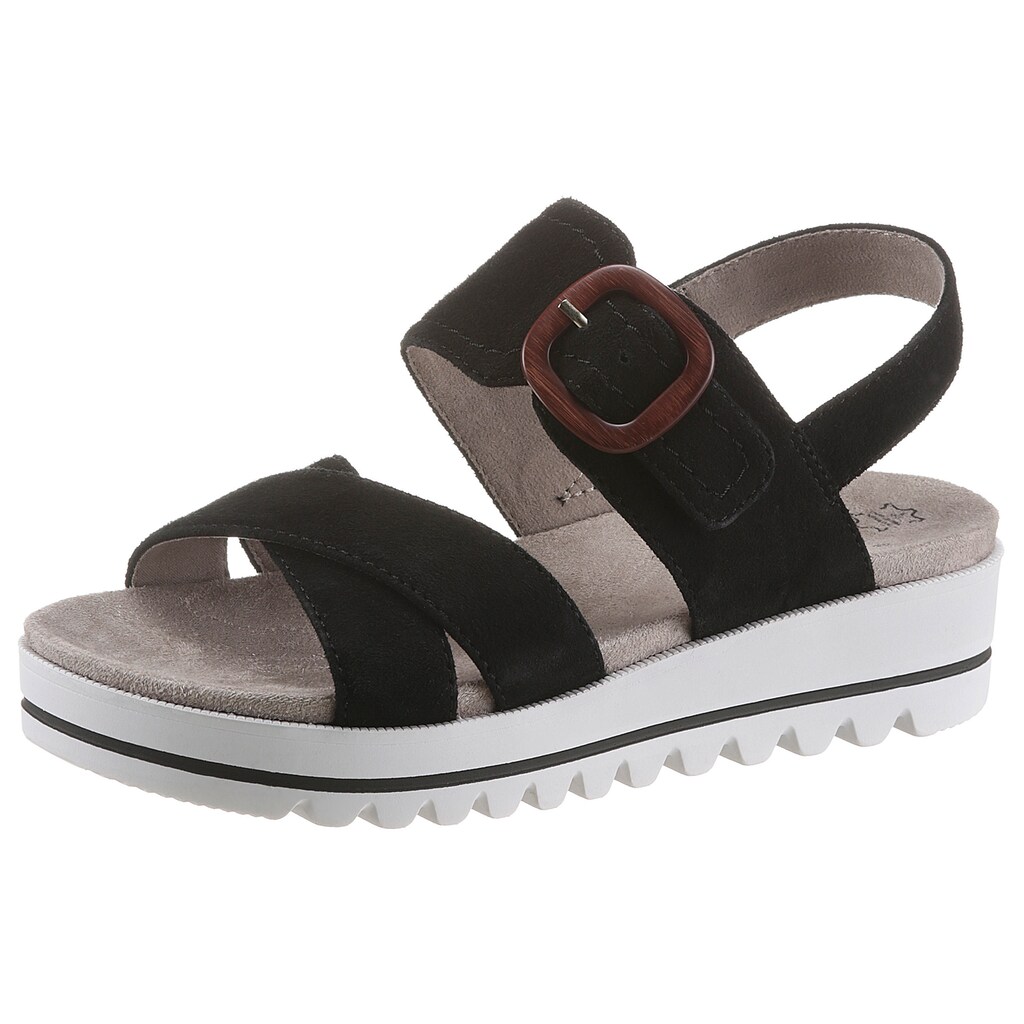 Marken Jana Jana Keilsandalette, mit großer Zierschnalle schwarz Marken Jana Jana Keilsandalette, mit großer Zierschnalle schwarz