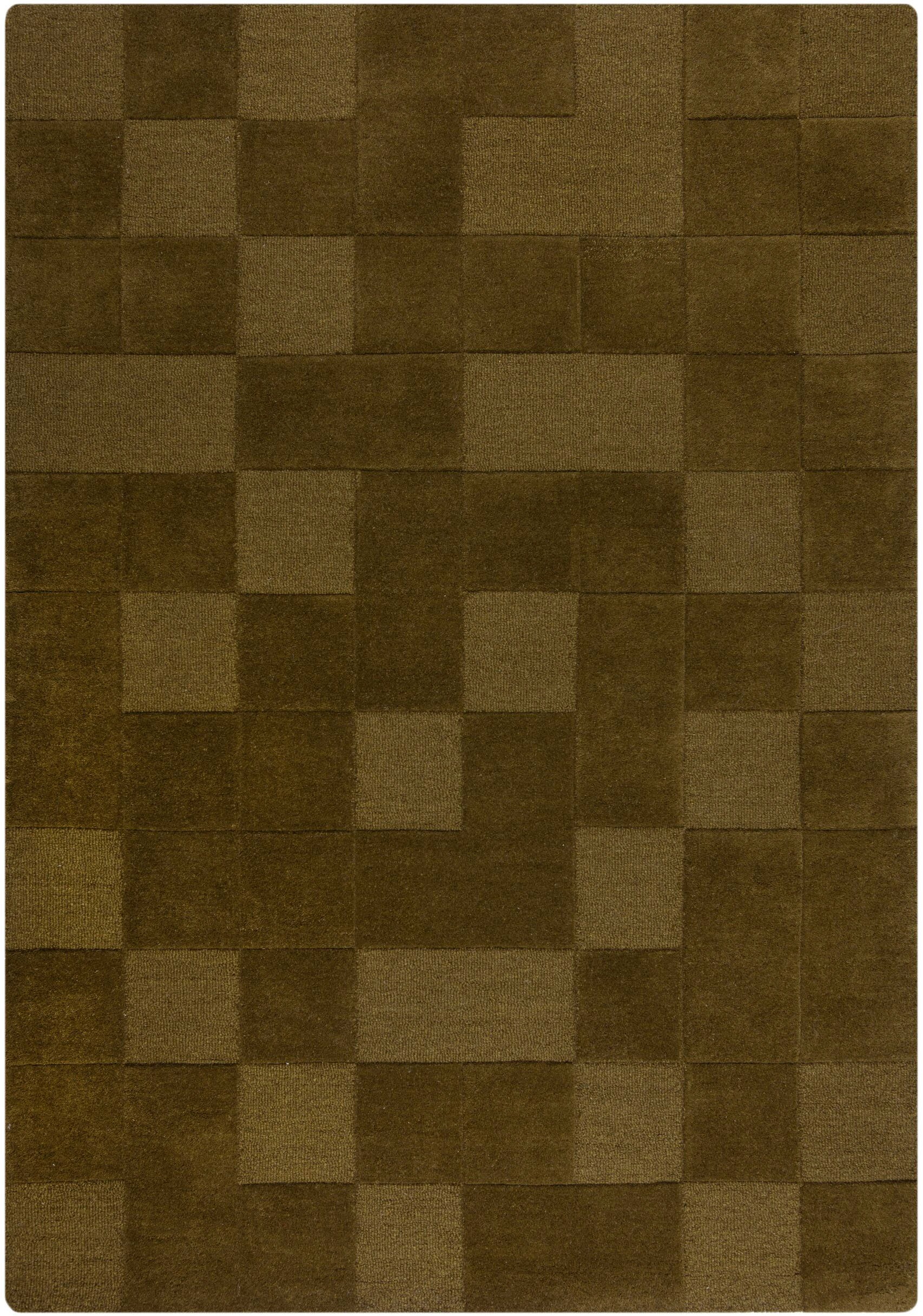 Wollteppich FLAIR RUGS "CHECKERBOARD", grün, B:200cm H:10mm L:290cm, Wolle, Teppiche, Hoch-Tief-Effekt, Wohnzimmer, Schlafzimmer