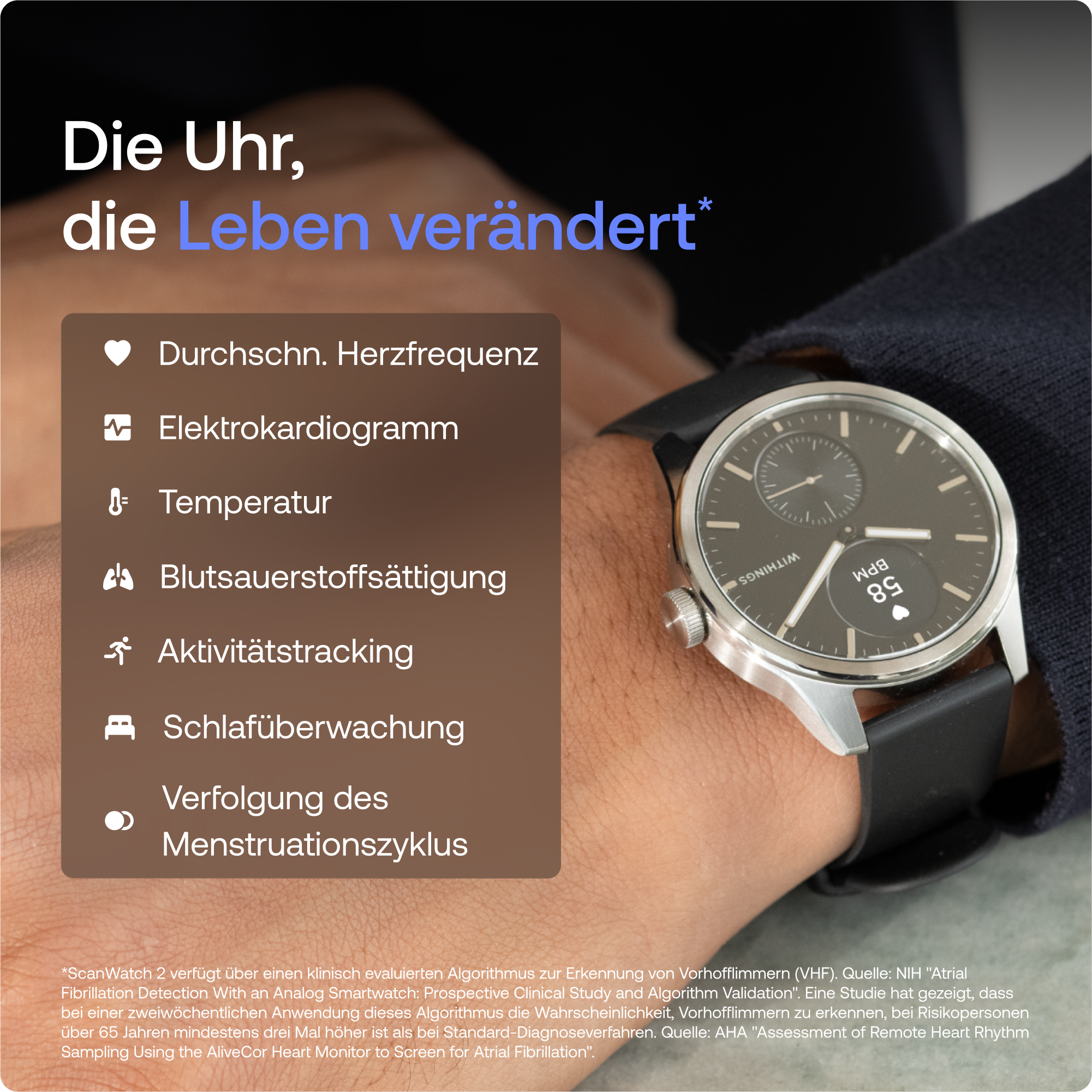 Withings Smartwatch »ScanWatch 2 38mm Rose Gold Blue«
