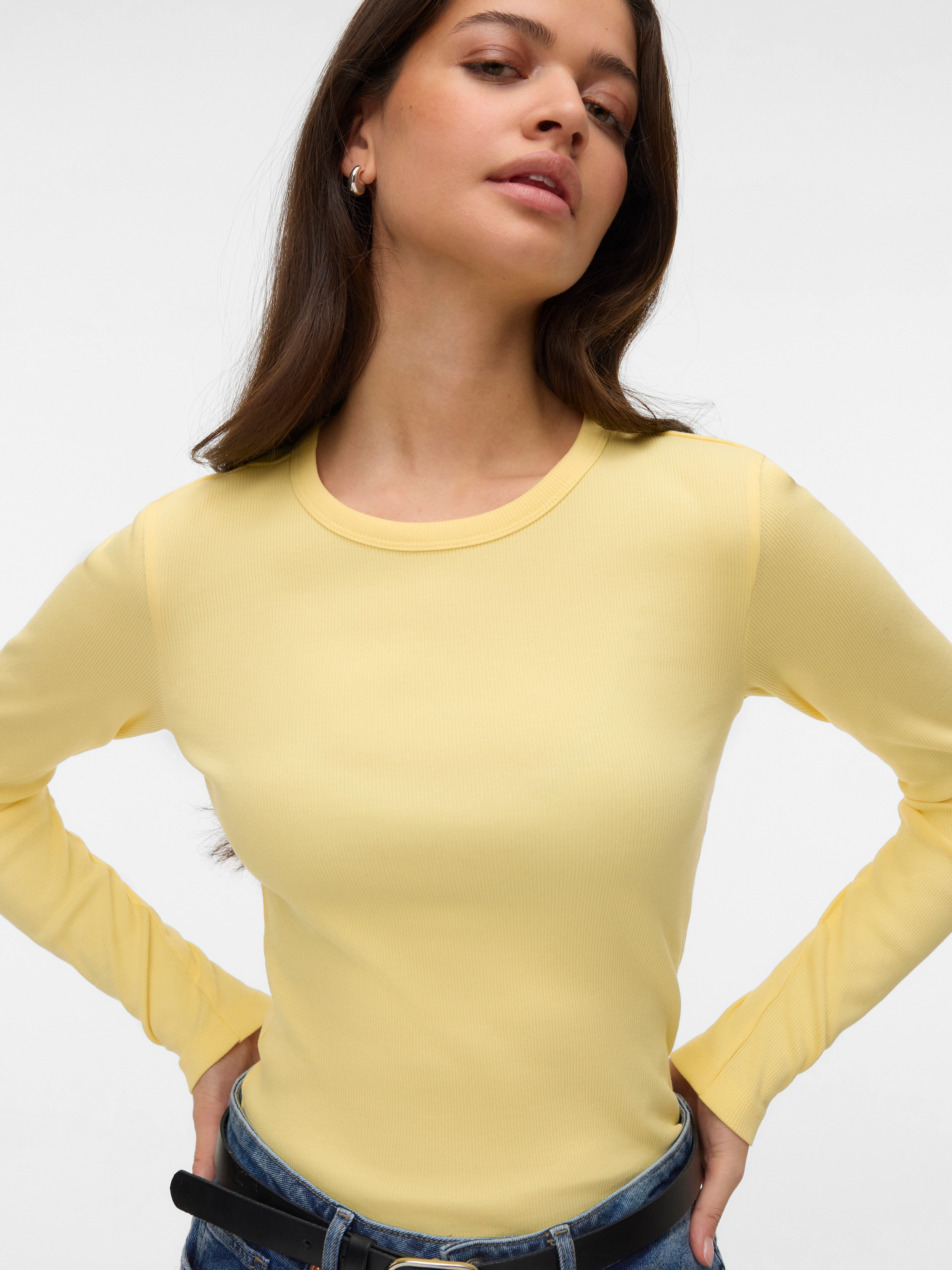 Vero Moda Langarmshirt "VMCHLOE LS SHORT TOP JRS NOOS" Baumwollmischung günstig online kaufen