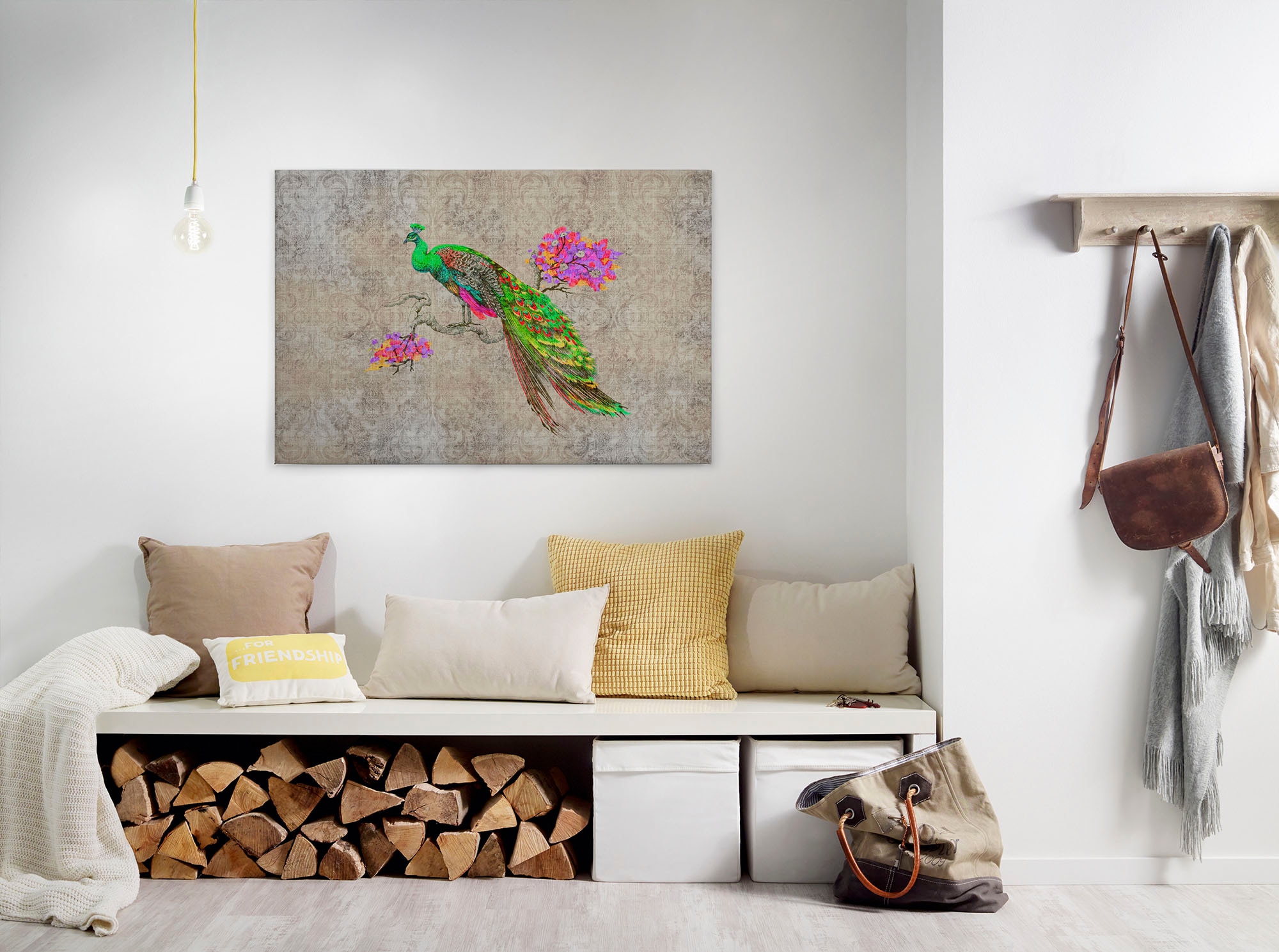 A.S. Création Leinwandbild "peacock" Kunst Tiere 1 Stk. tlg. Keilrahmen Bild Bunt Pfau Leinwand-Bild Wohnzimmer modern Wandbild