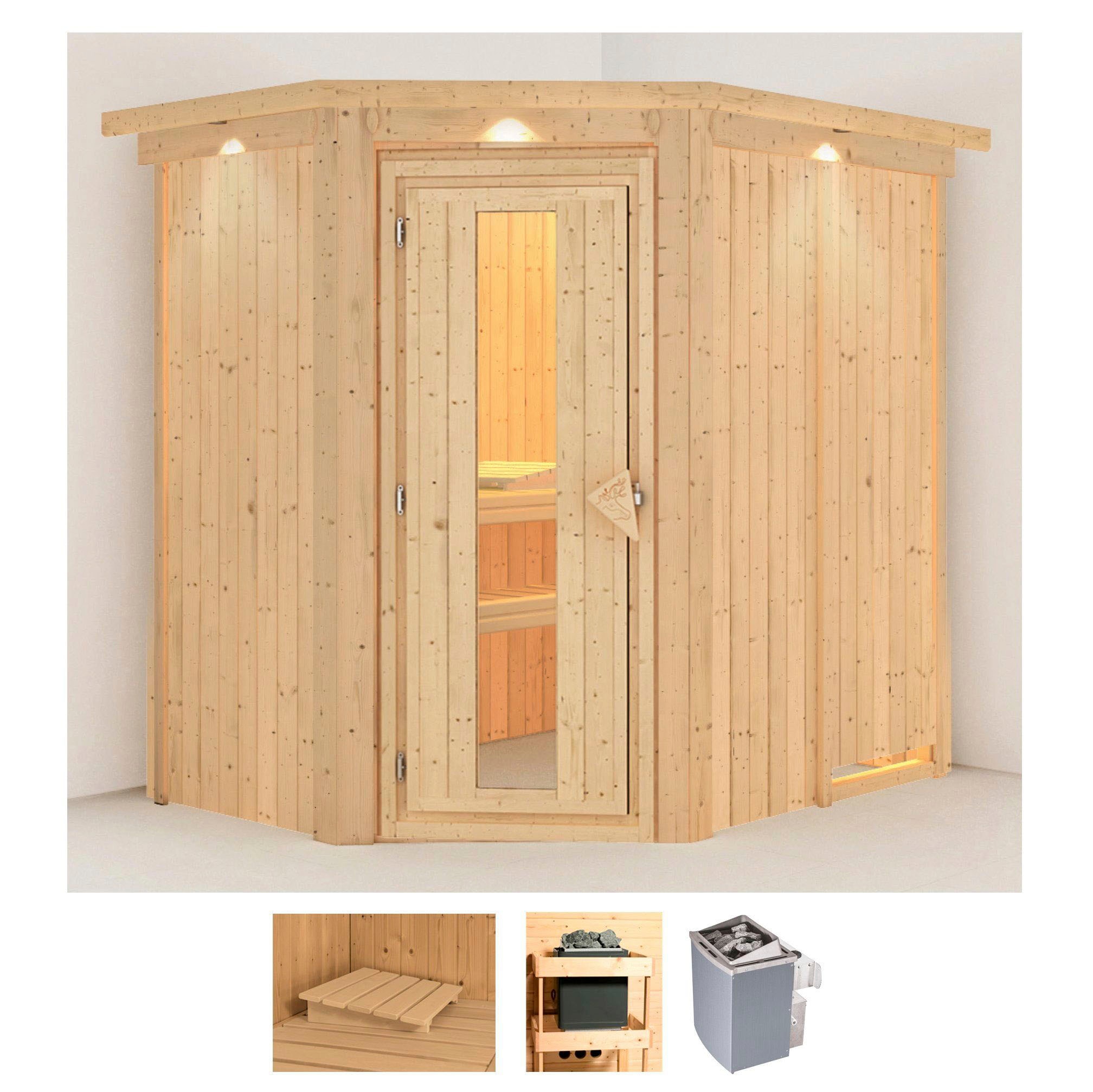 KARIBU Sauna "Clara", Saunaofen, integrierte Steuerung, 9 kW, beige, Saunen, 9 KW-Ofen mit integrierter Steuerung