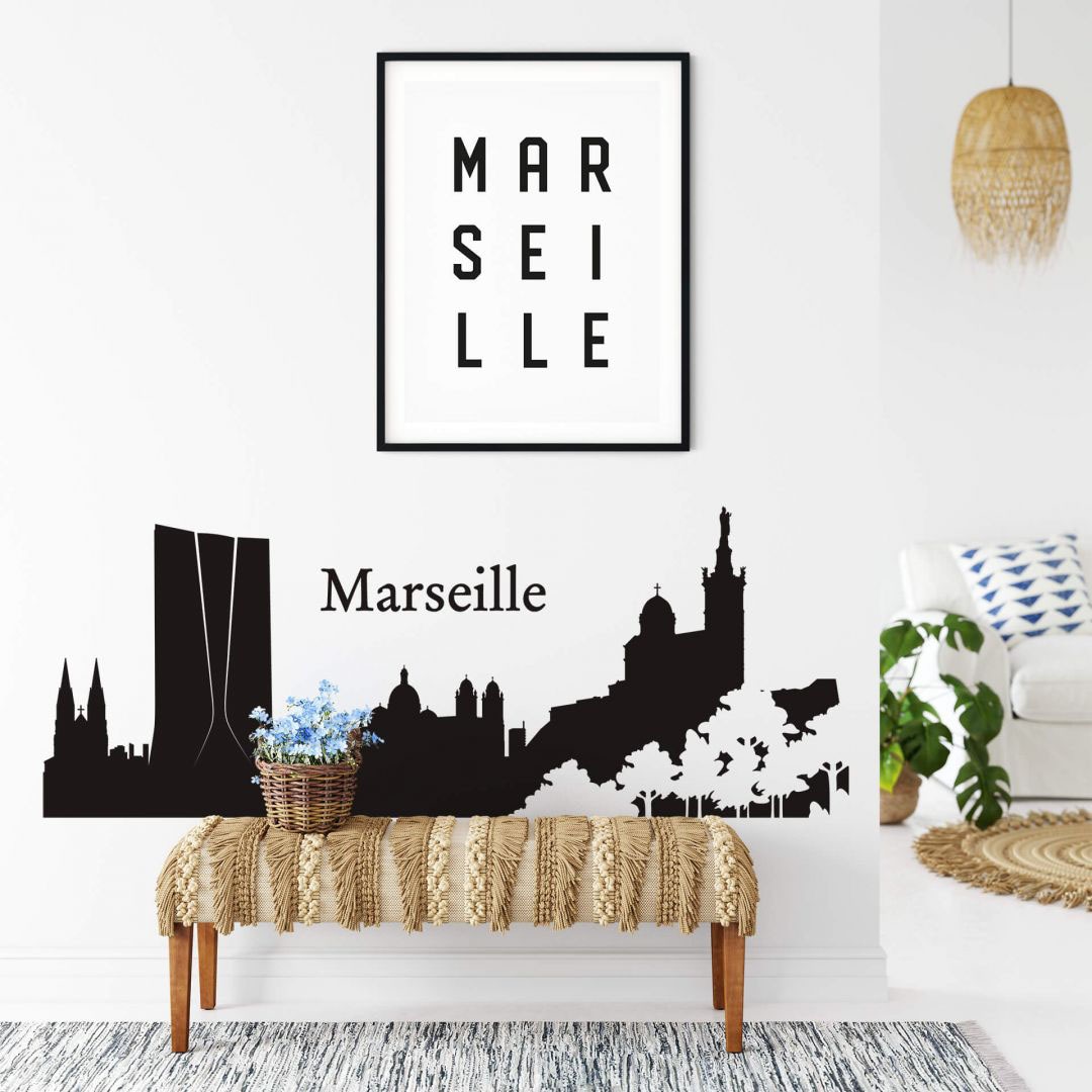 Wall-Art Wandtattoo »XXL Stadt Skyline Marseille 120cm«, (1 St.), selbstklebend, entfernbar