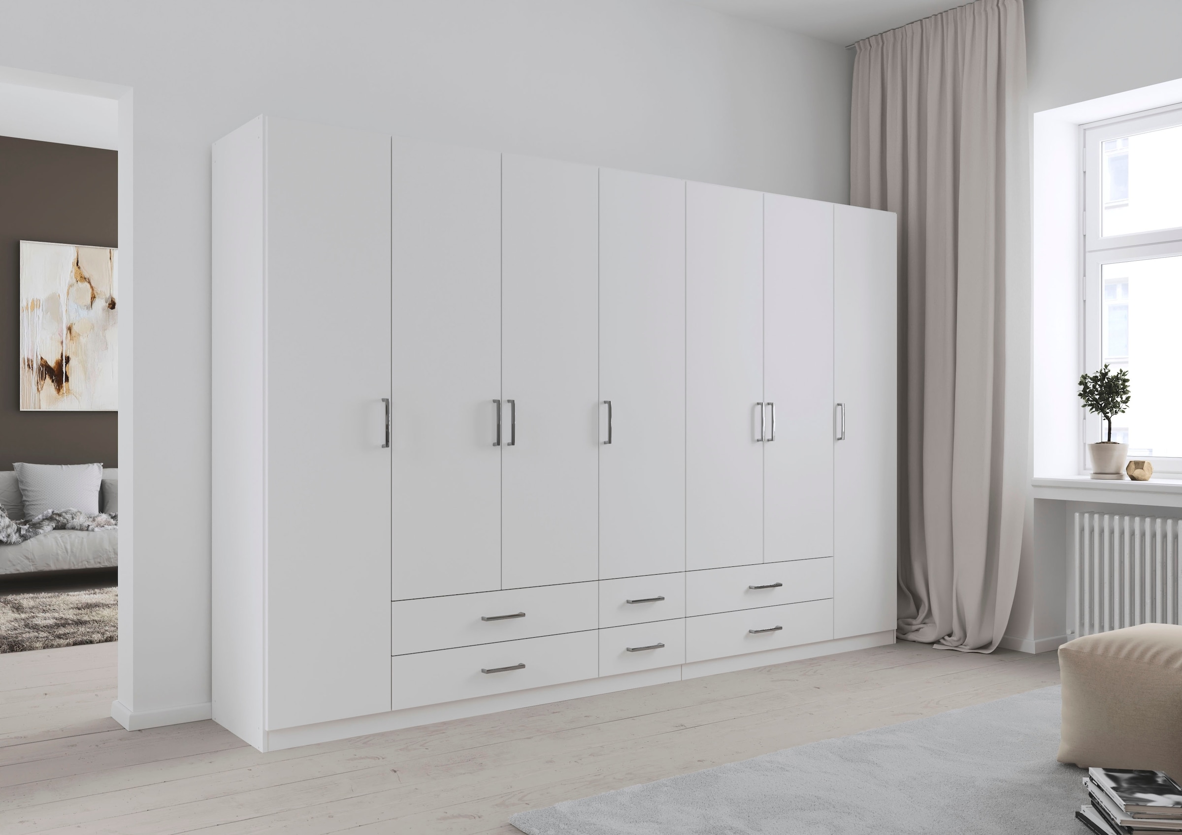 rauch Drehtürenschrank "Kleiderschrank Garderobe GAMMA Breiten 315 cm" in 3 Ausstattungen BASIC/CLASSIC/PREMIUM (inkl. SOFT-CLOSE-Funktion), mit Schubladen, verschiedene Griff-Varianten TOPSELLER MADE IN GERMANY