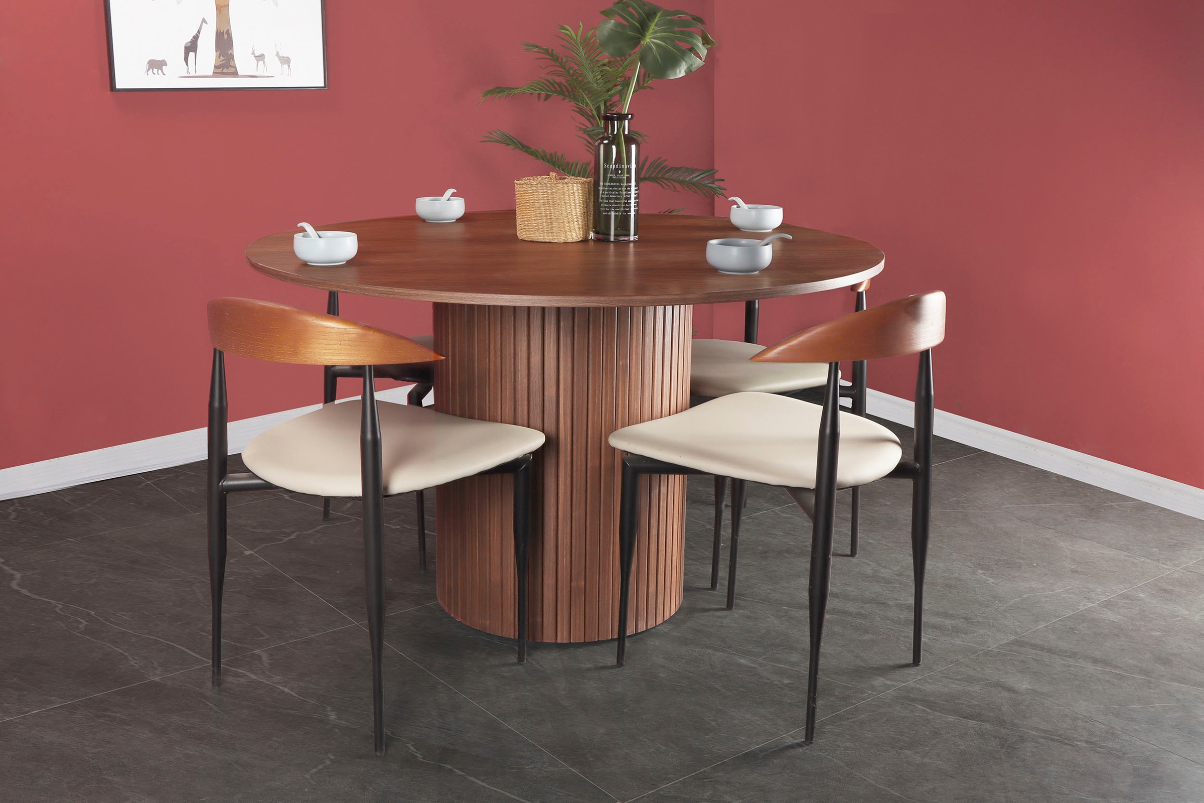 Home affaire Esstisch, Sockel mit Lamellendesign günstig online kaufen