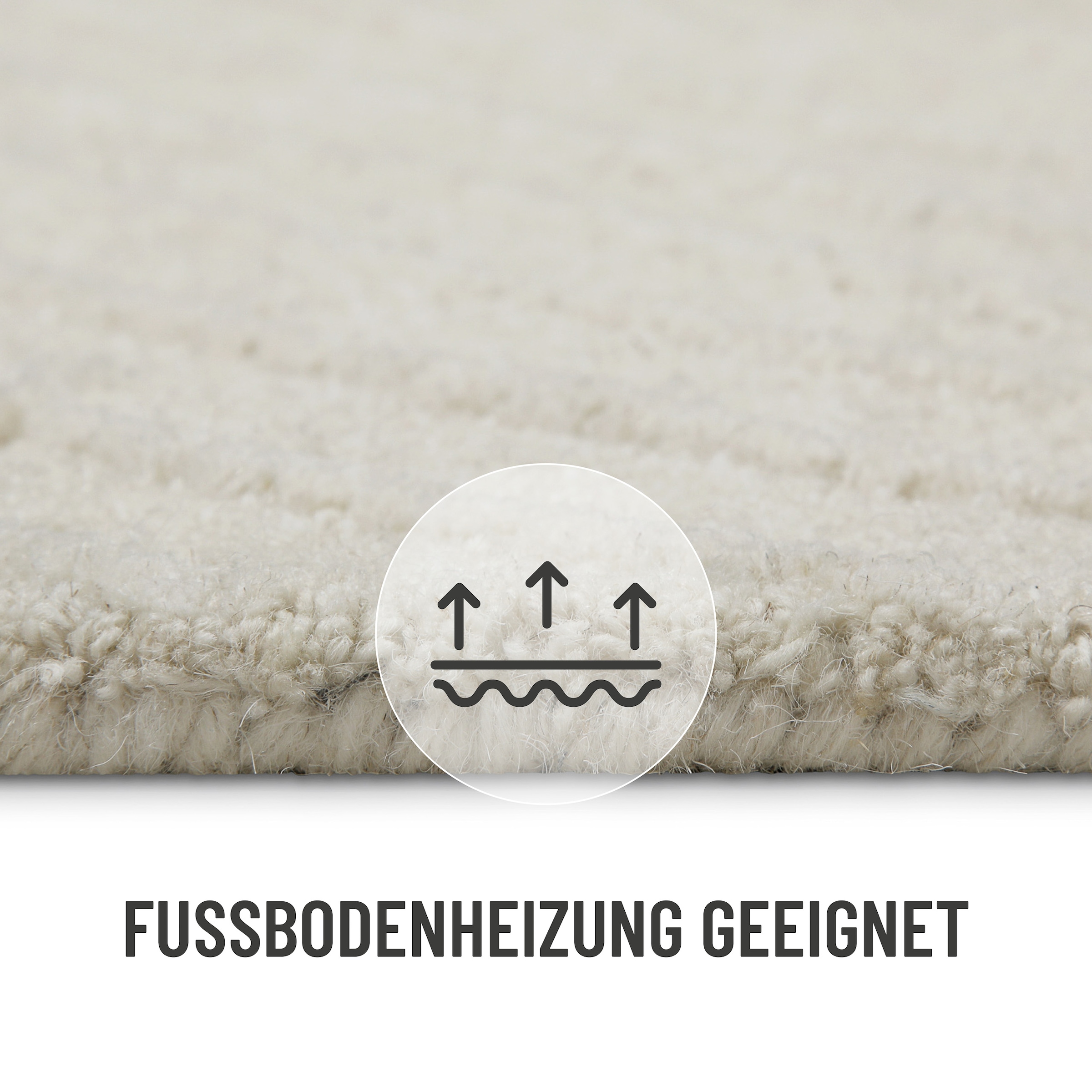 Wecon home Wollteppich »Hamptons NINETEEN«, rechteckig, 15 mm Höhe, Läufer, Schurwolle, Kurzflor, Wohn- & Schlafzimmer, Hoch-Tief-Effekt