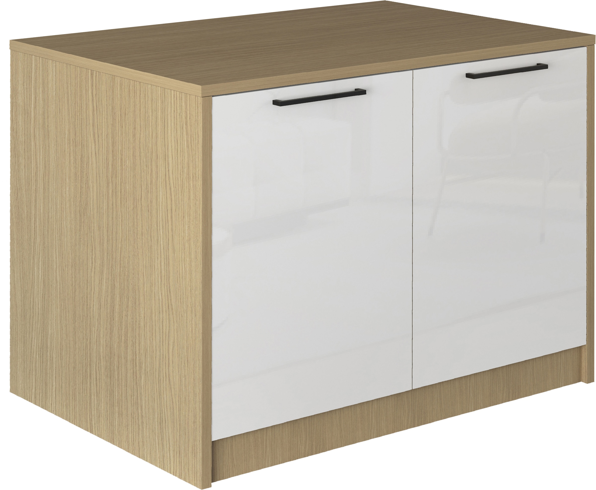 KOCHSTATION Kücheninsel "KS-Luna" Breite 115 cm, 2 Türen, 4 Innenfächer, 2 Essplätze, gedämpfte Türen