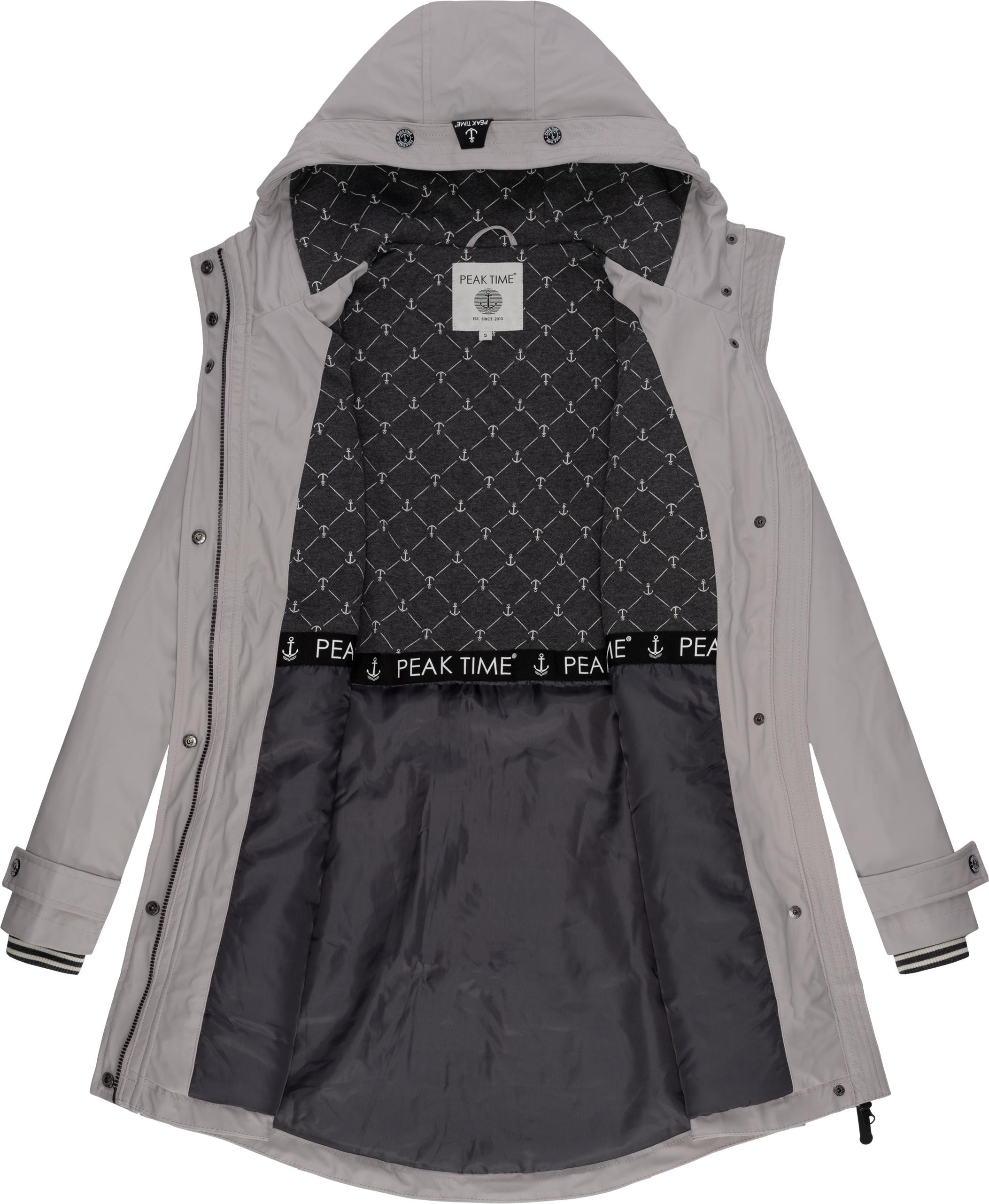 PEAK TIME Regenjacke »L60042«, mit Kapuze, stylisch taillierter Regenmantel für Damen