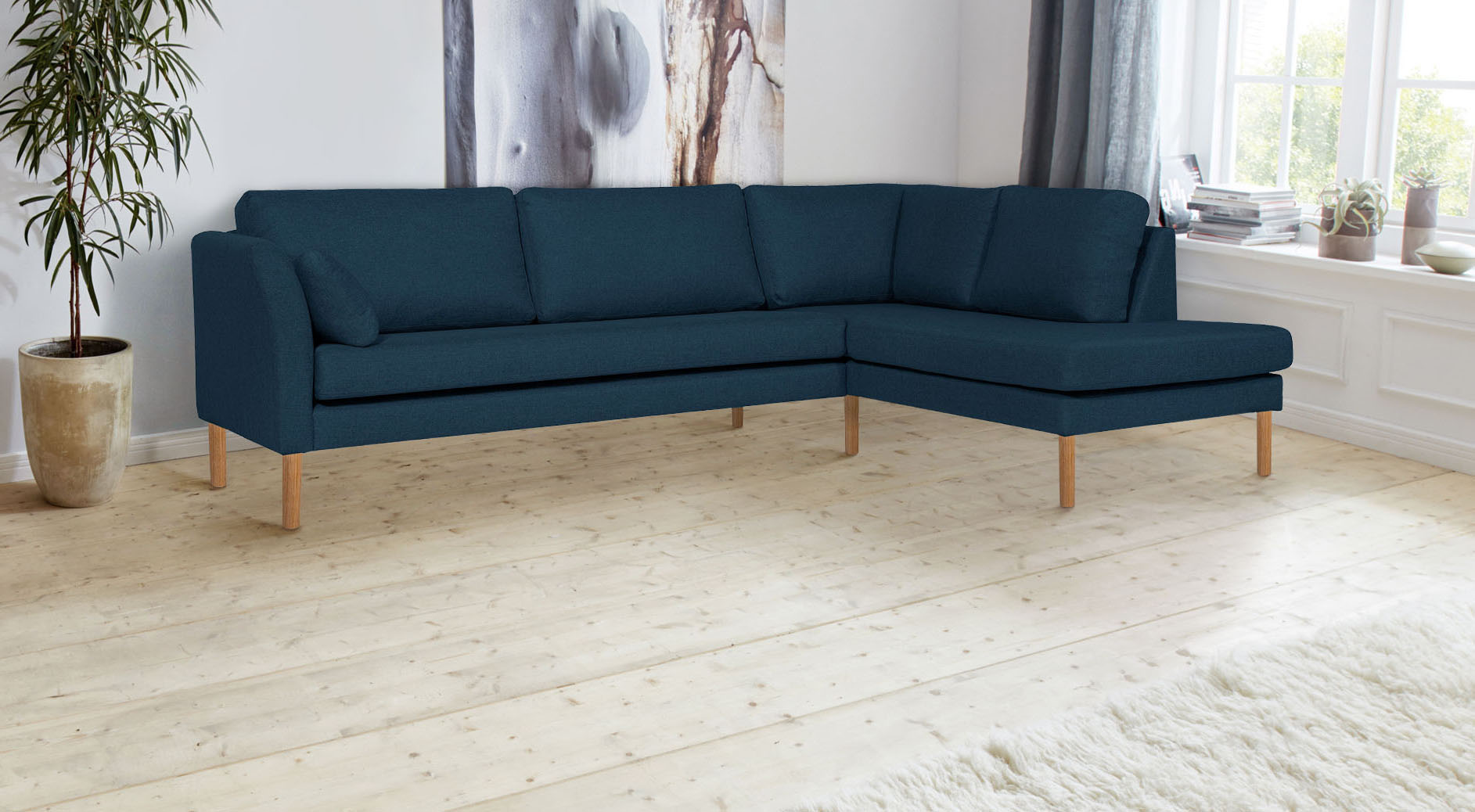 andas Ecksofa "Grenzda, L-Form," mit Holzfüßen