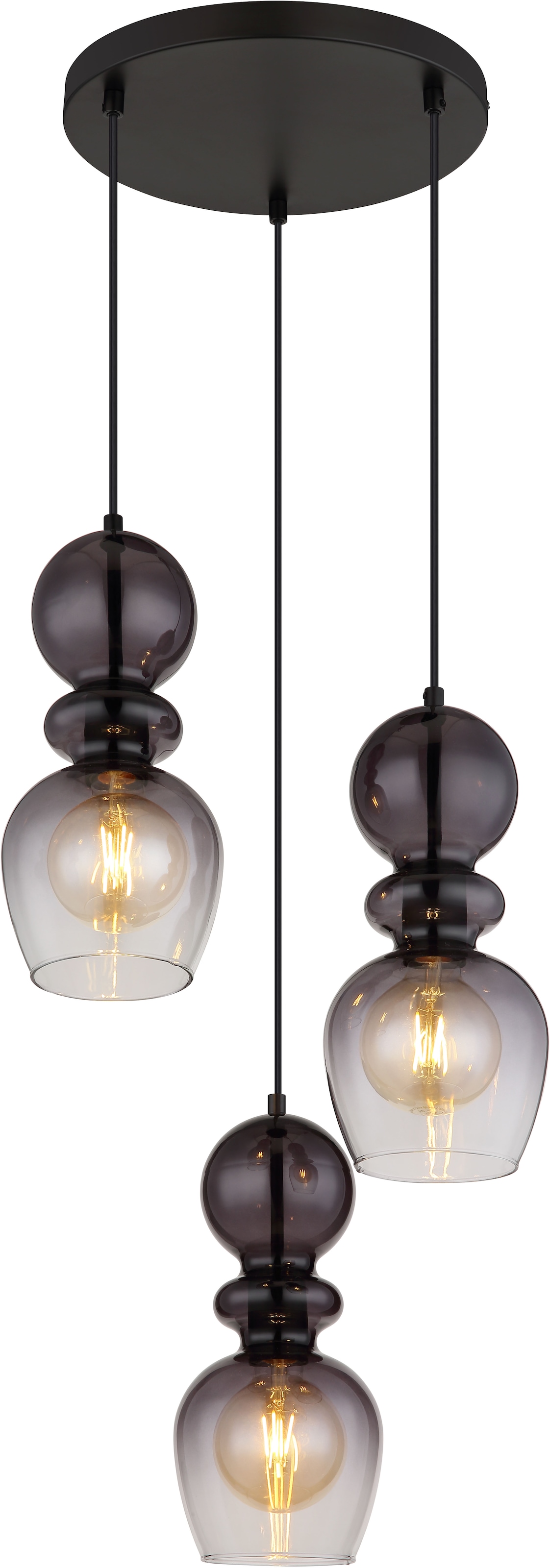 GLOBO LIGHTING Hängeleuchte »CLARITY«, Leuchtmittel E27 | ohne Leuchtmittel, Hängelampe / Schlafzimmer / Wohnbereich / schwarz / Glas